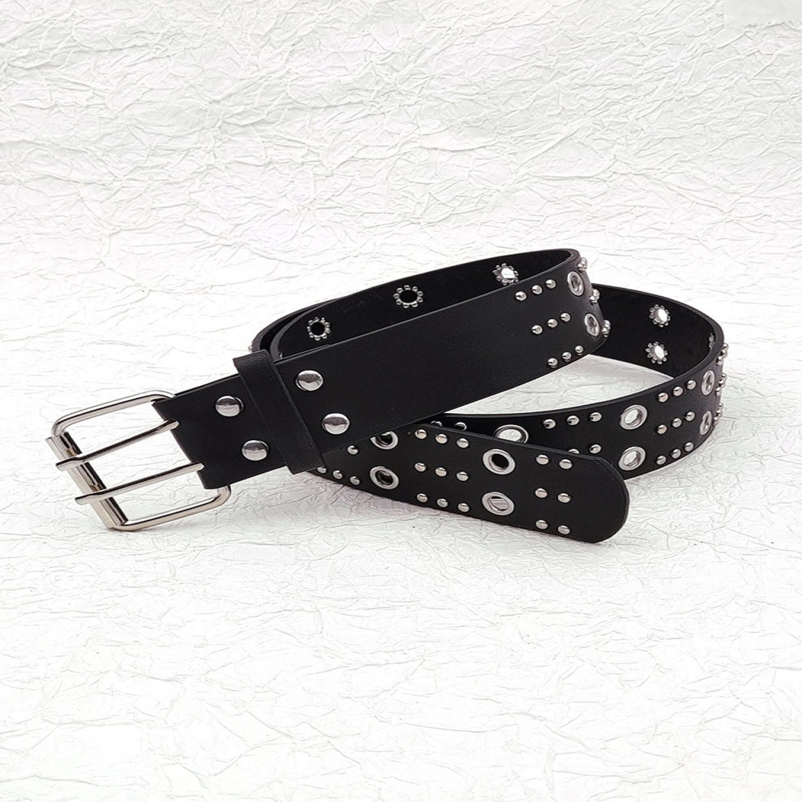Leather Black Studded Belt Size ONE SIZE - 5 Thumbnail