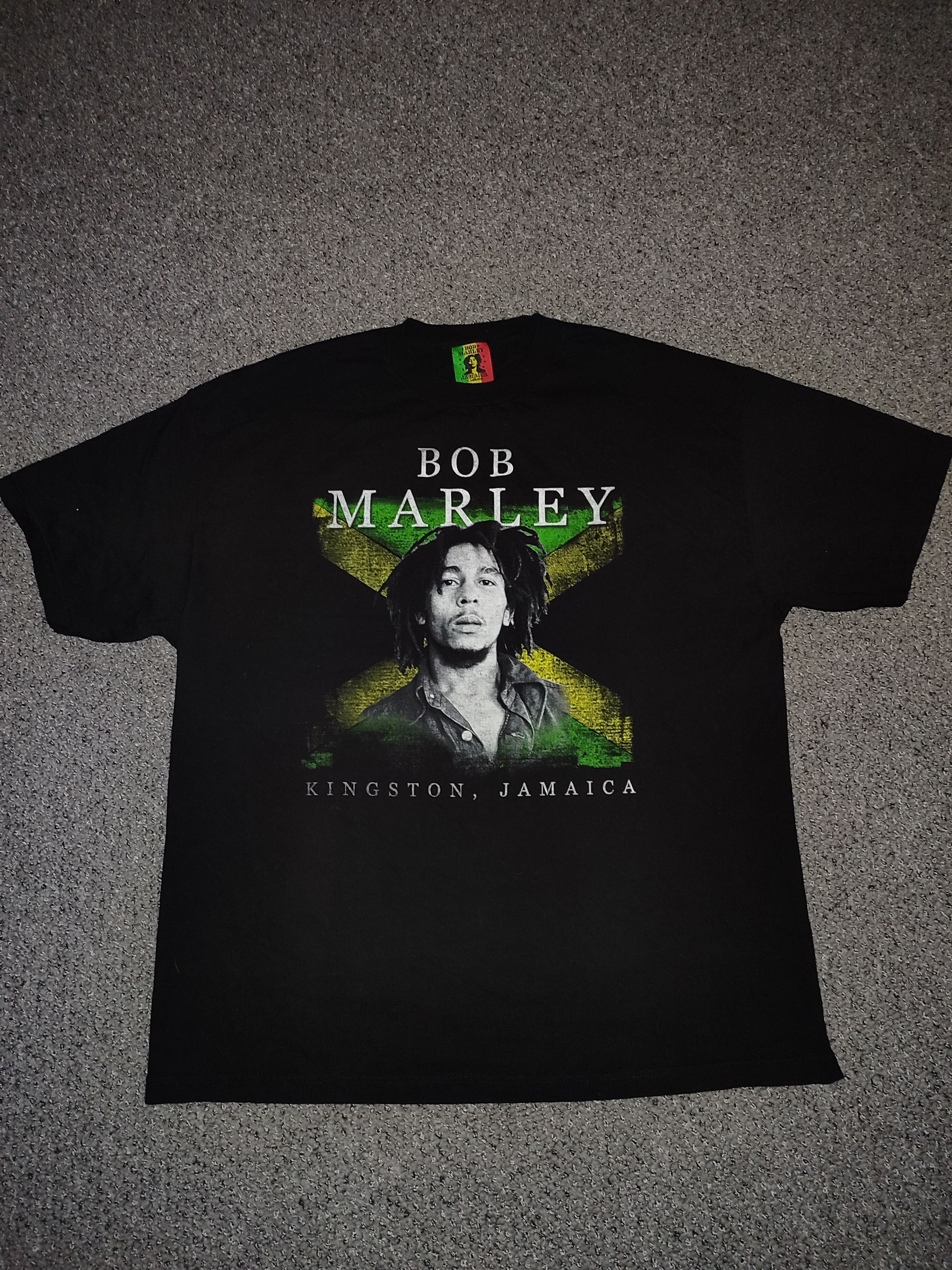 image of Band Tees x Rap Tees Vintage Sun Faded Distressed Bob Marley Rap Tee Hype OG in Washed Black (Size 