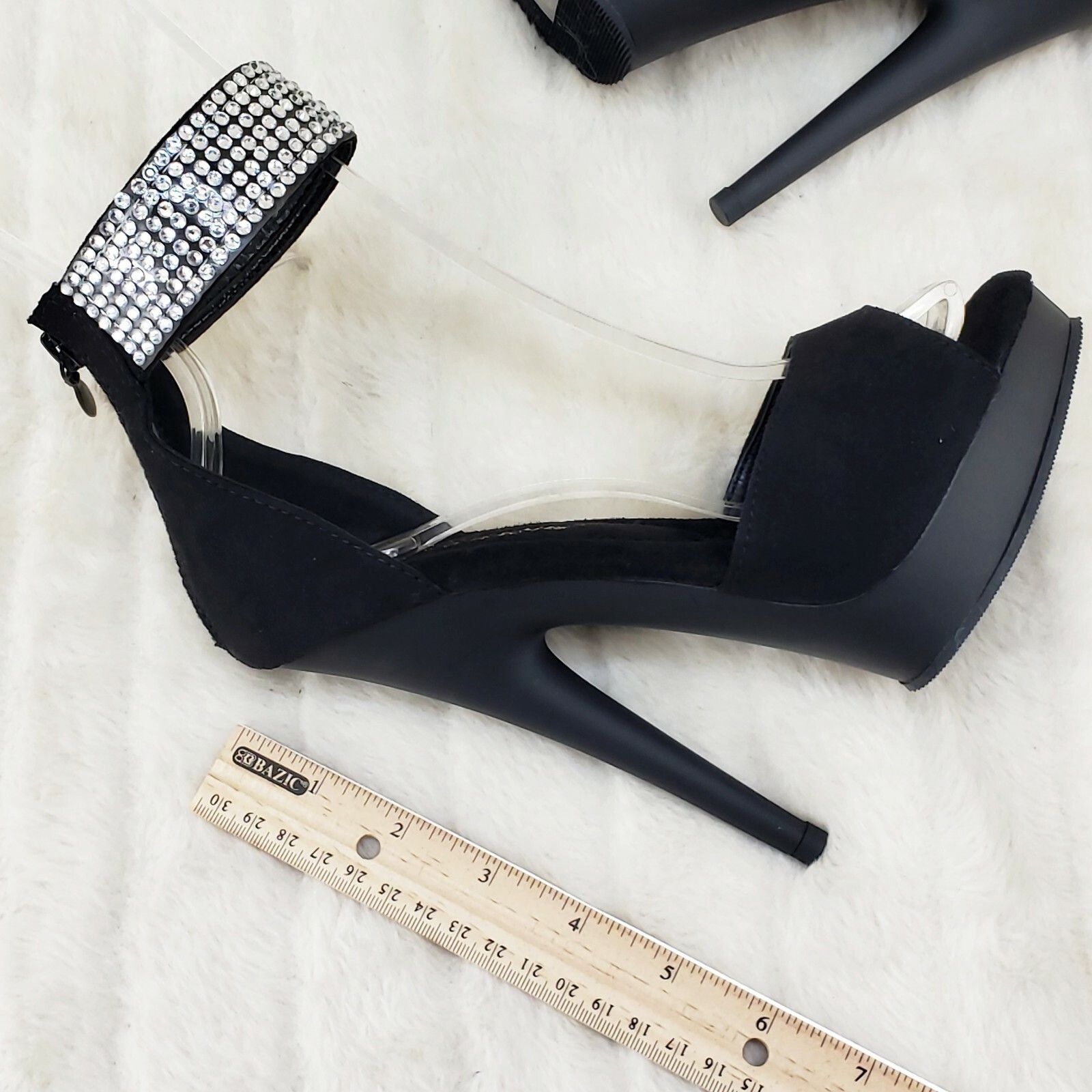 Other Sultry 625 Black Faux Suede 6" High Heels Platform Sandal Sh Size US 11 / IT 41 - 3 Thumbnail