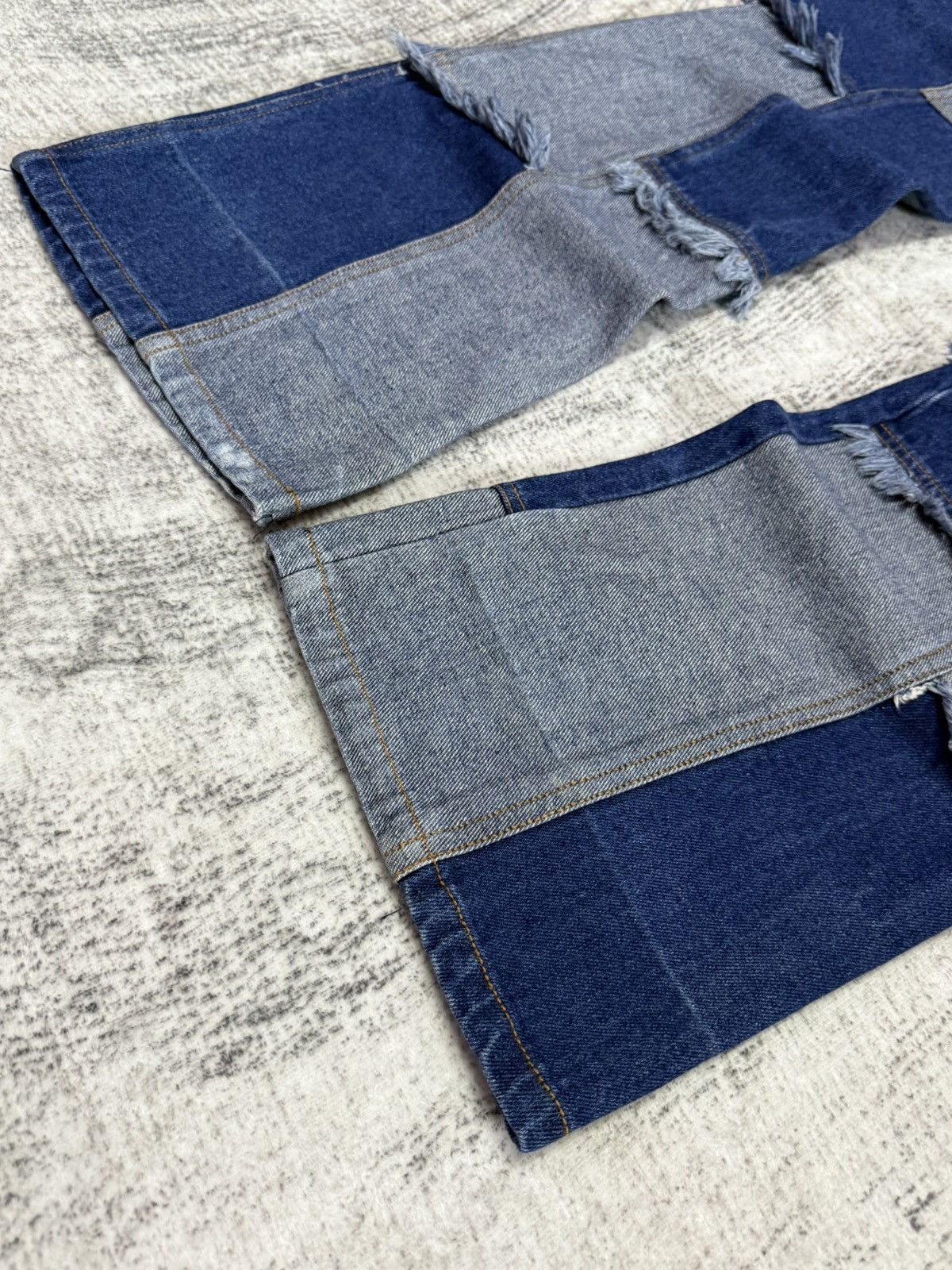 Angel Blue × Hysteric Glamour × Japanese Brand Pop Jelly Japan Penelled Frayed Patch Work Flared Jeans Size US 27 - 14 Thumbnail