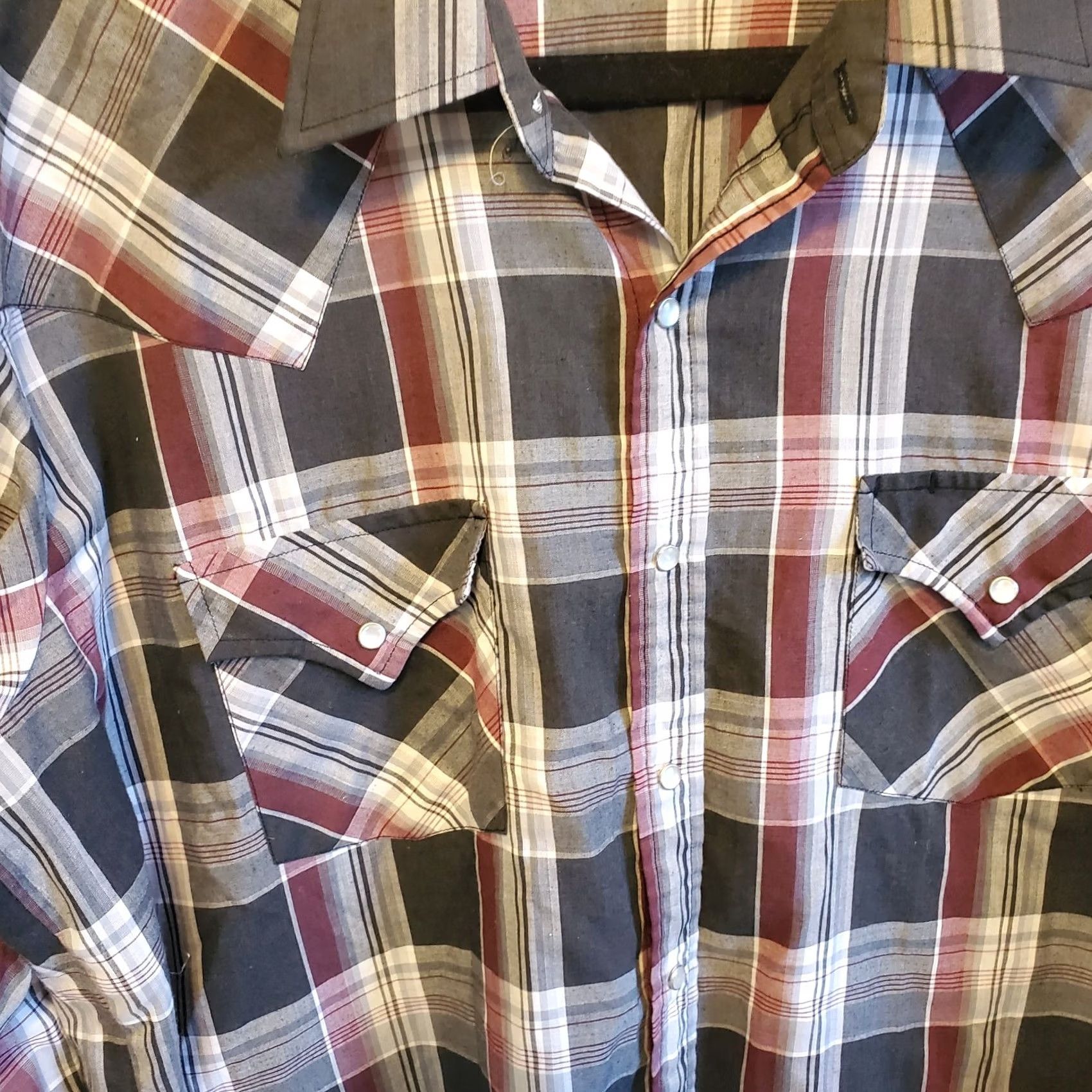 Vintage VINTAGE Ely Plains Shirt XL Pearl Snap Western Cowboy Plaid Black Red Mens Size US XL / EU 56 / 4 - 2 Thumbnail