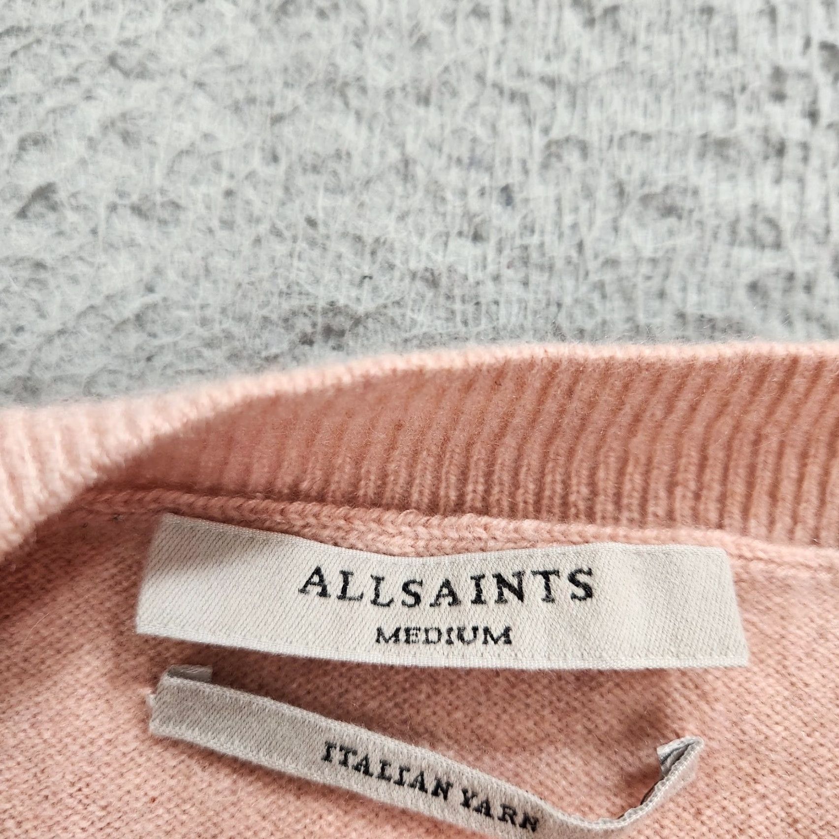 AllSaints Sweater Womens Medium Pink Tara Jumper Cashmere Wool Blend Pullover Knit
