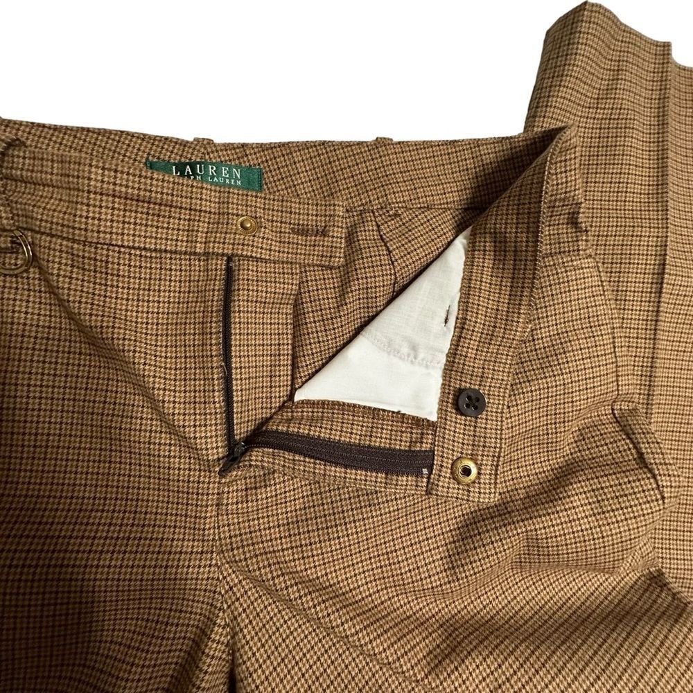 Lauren Ralph Lauren Vintage Lauren Tan Houndstooth Flannel Slimfit Dress Pants S Size 32" / US 10 / IT 46 - 6 Thumbnail