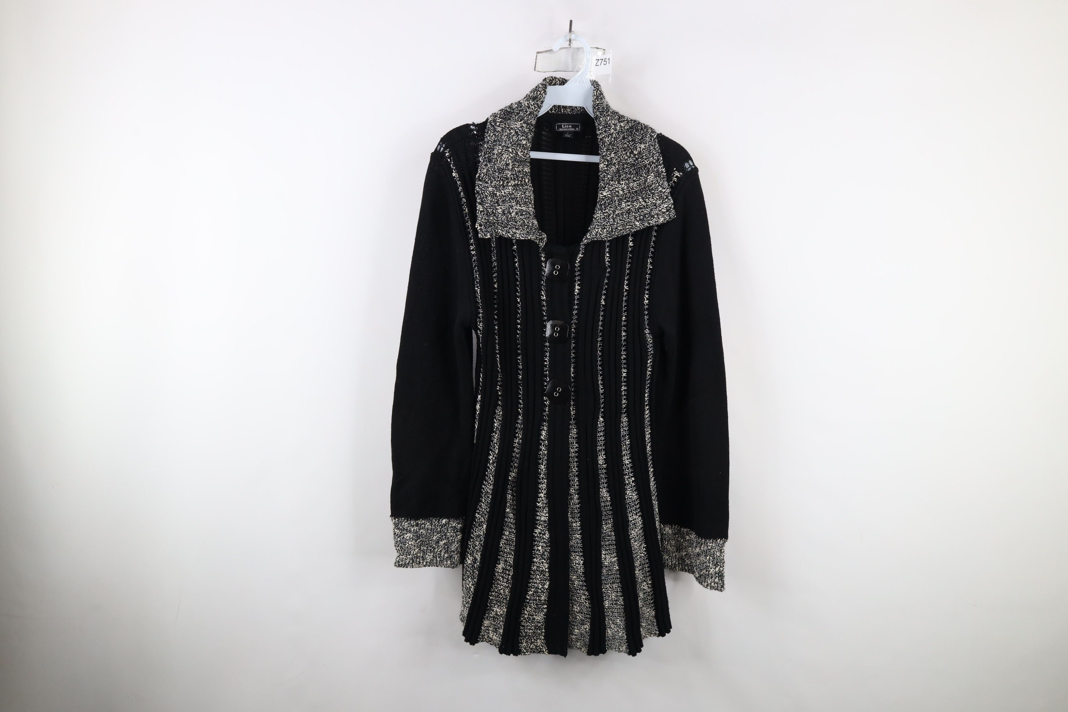 Vintage Vintage 90s Gothic Lagenlook Button Knit Cardigan Sweater Size L / US 10 / IT 46 - 1 Thumbnail