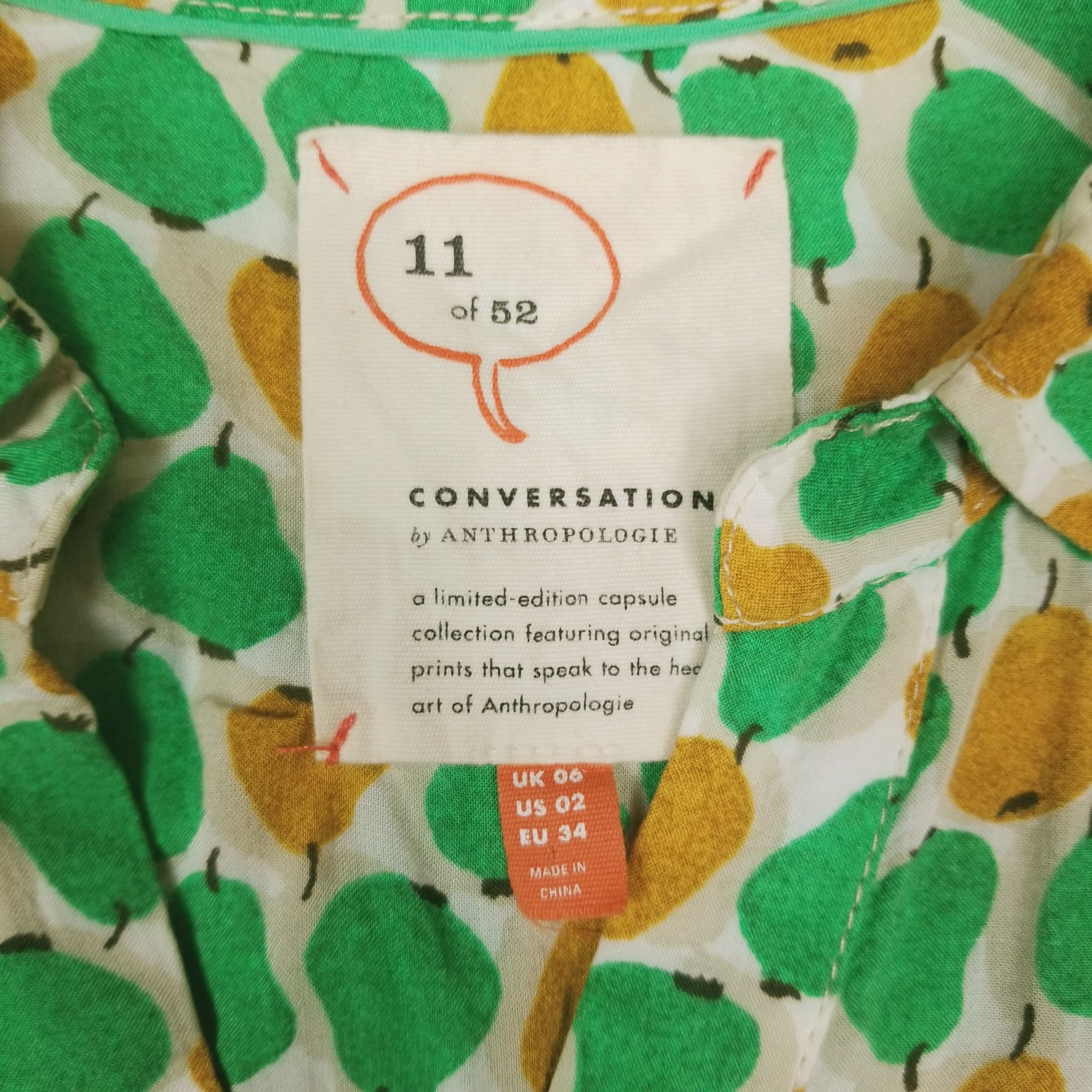 Anthropologie 52 Conversations by Anthropologie Bosc Lady Pears Shirt Size XS / US 0-2 / IT 36-38 - 7 Thumbnail