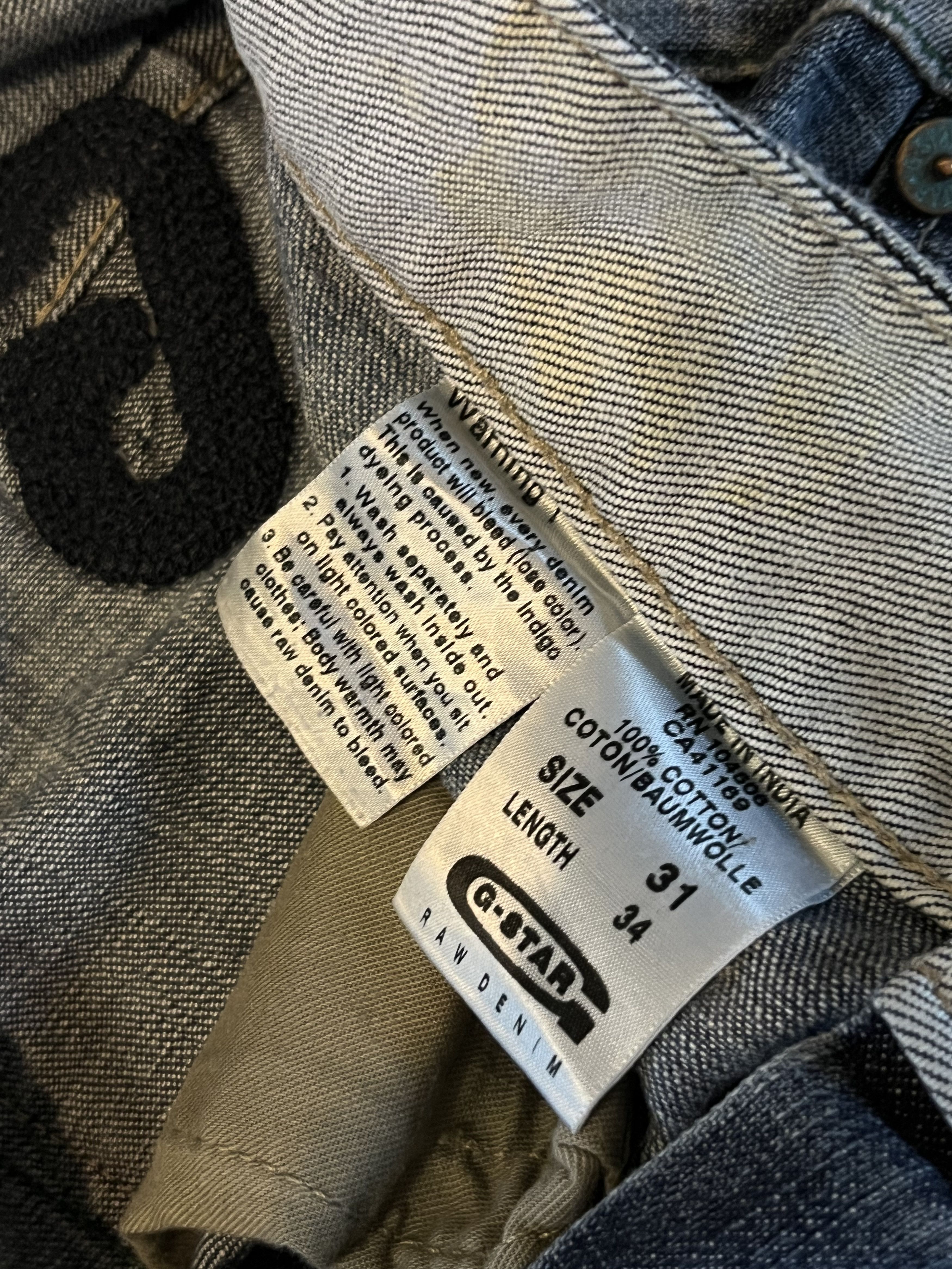 G-Star × Japanese Brand Distressed 90s G Star Raw Embroidered Logo Baggy Jeans Size US 31 - 10 Thumbnail