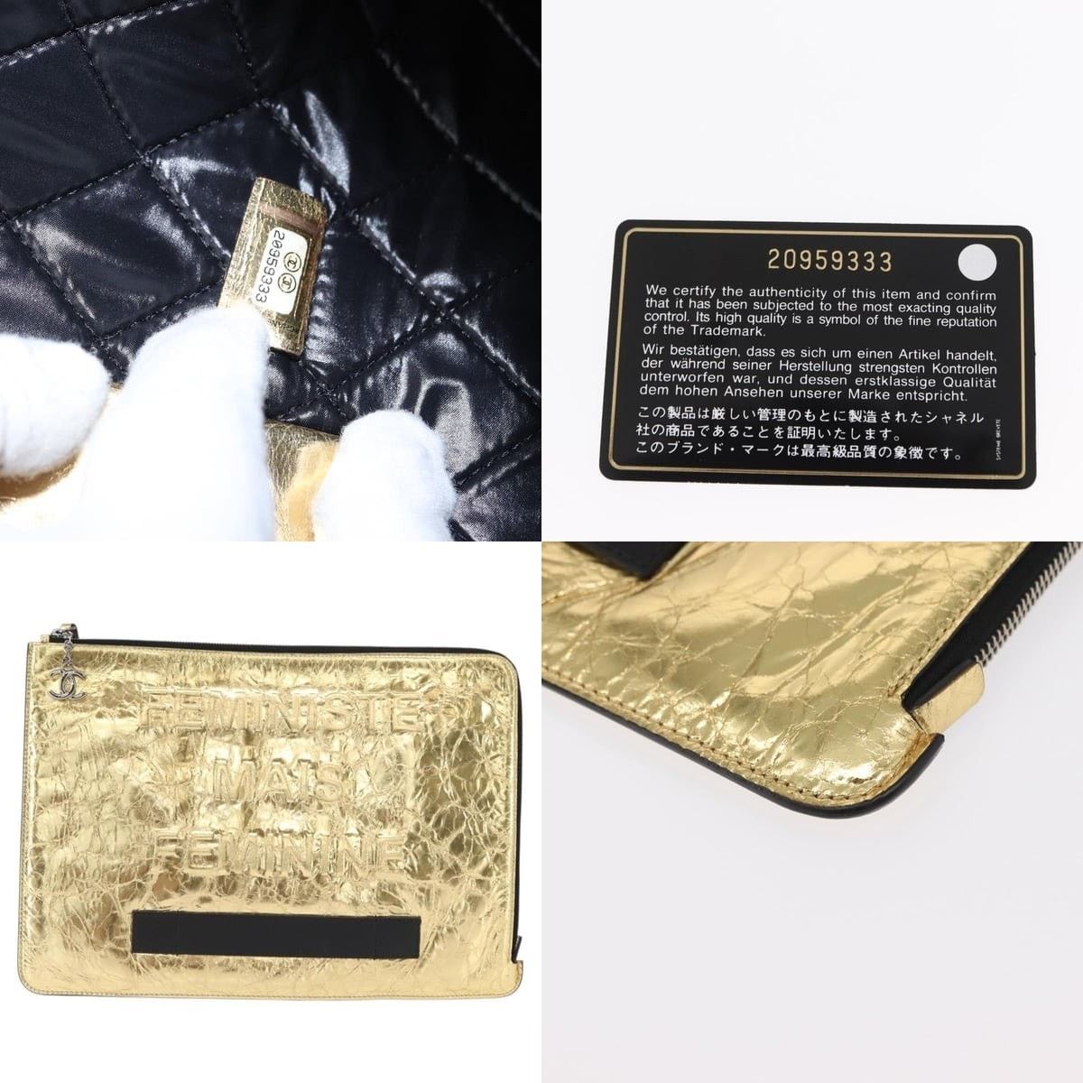 Chanel Chanel Clutch Bag Leather Gold CC Size ONE SIZE - 5 Thumbnail