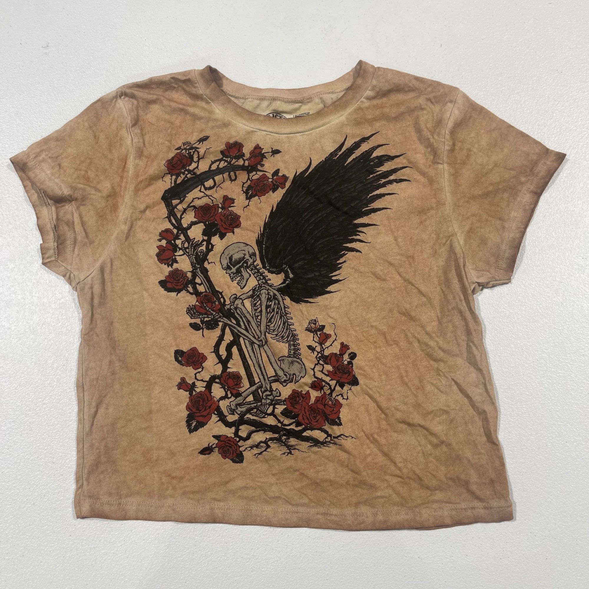 Other NEW AFFLICTION WOMEN'S WINGED REAPER BABY TEE SMALL Size S / US 4 / IT 40 - 3 Thumbnail