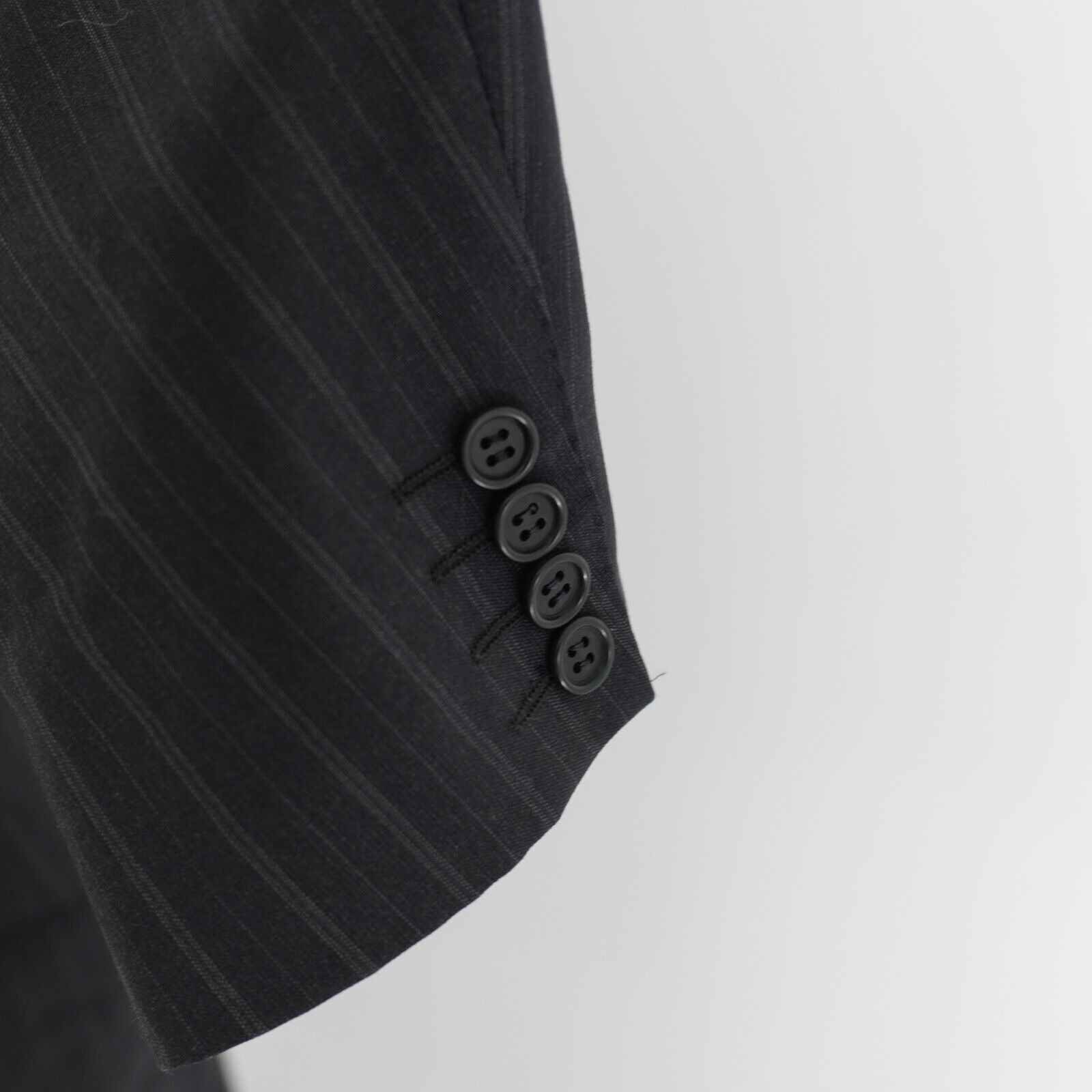 Canali DAMAGED Canali Pure Wool Gray Striped Suit Jacket 2 Button 4 Size 42R - 6 Thumbnail