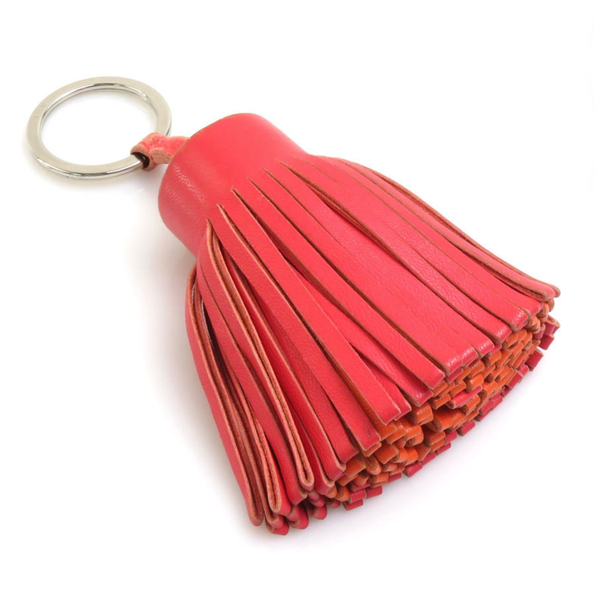 image of Hermes Keyring Keychain Carmen Leather/metal Pink/orange/silver Unisex, Women's