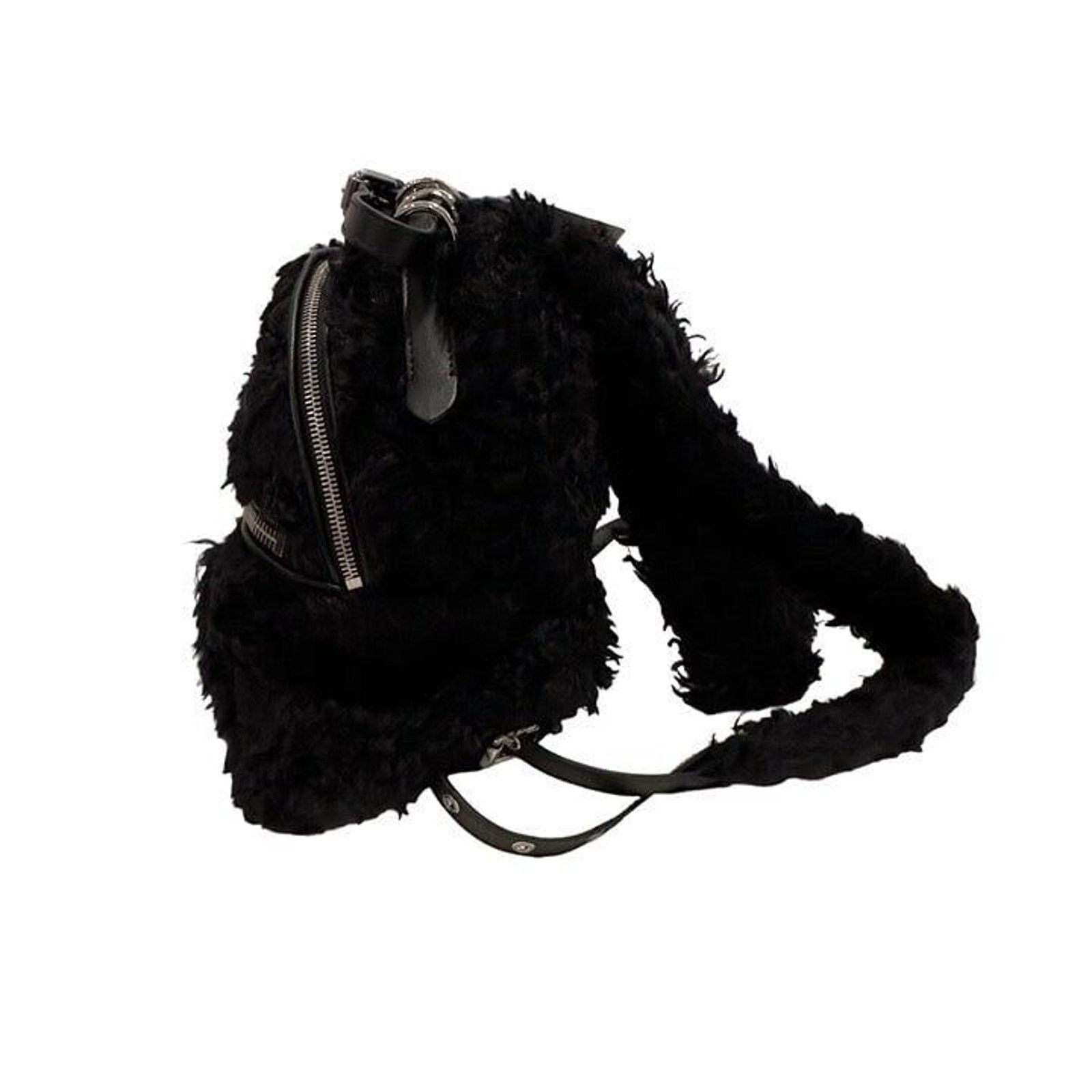 Moschino Moschino Black Fur Backpack Size ONE SIZE - 2 Thumbnail