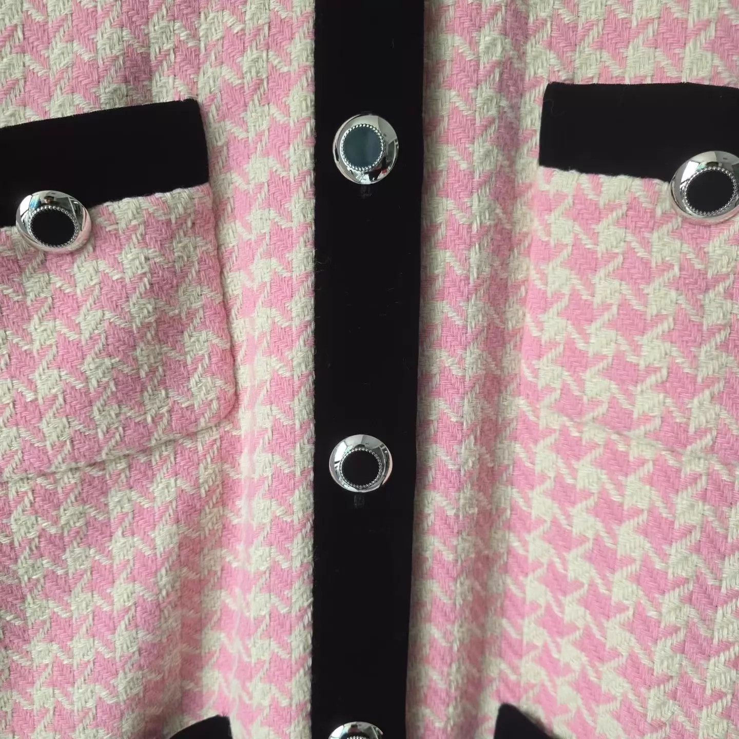 Miu Miu MIU MIU Back Logo Pink Houndstooth Jacket Size XS / US 0-2 / IT 36-38 - 6 Thumbnail
