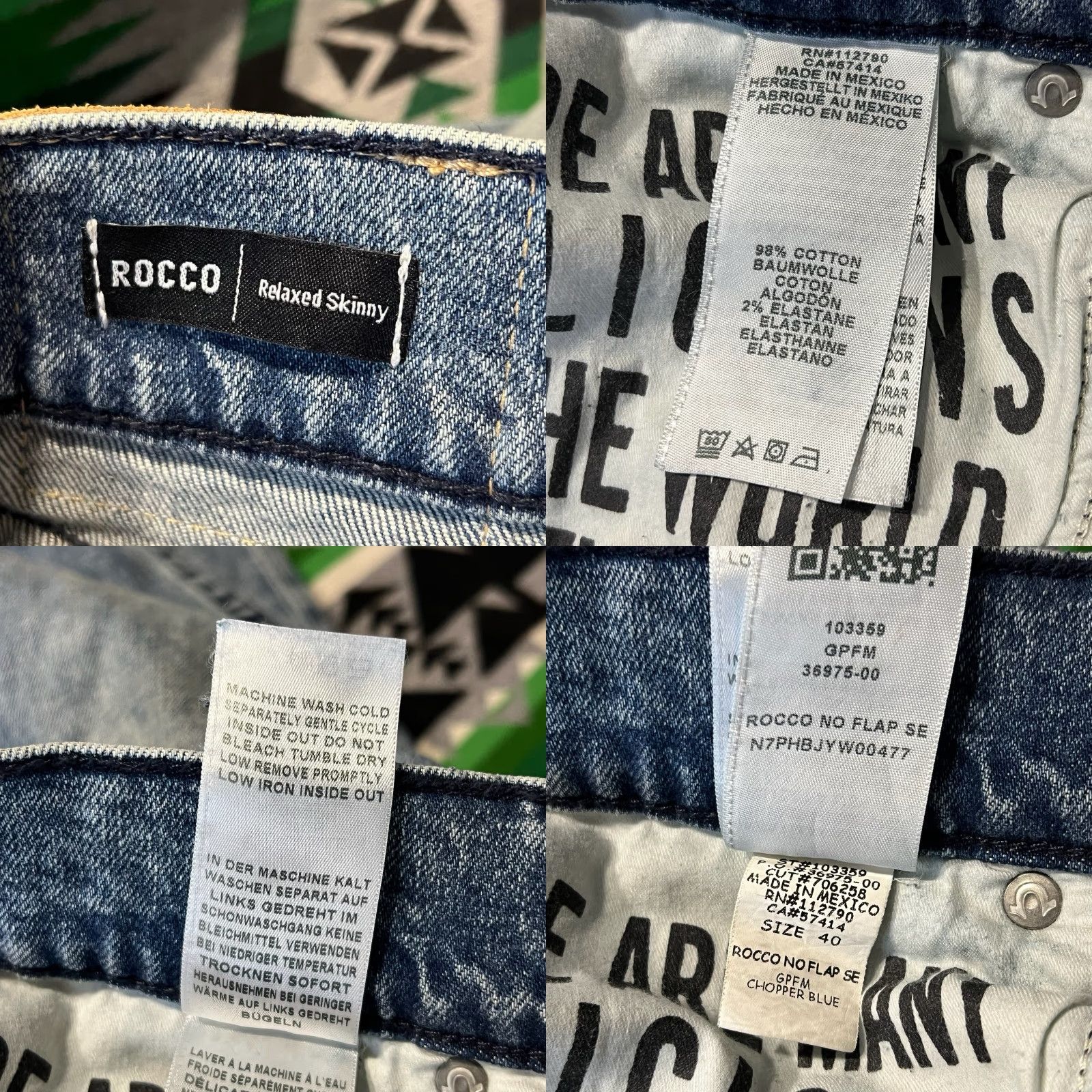 True Religion Jeans Mens Rocco Relaxed Skinny Fit Blue Denim 40x33