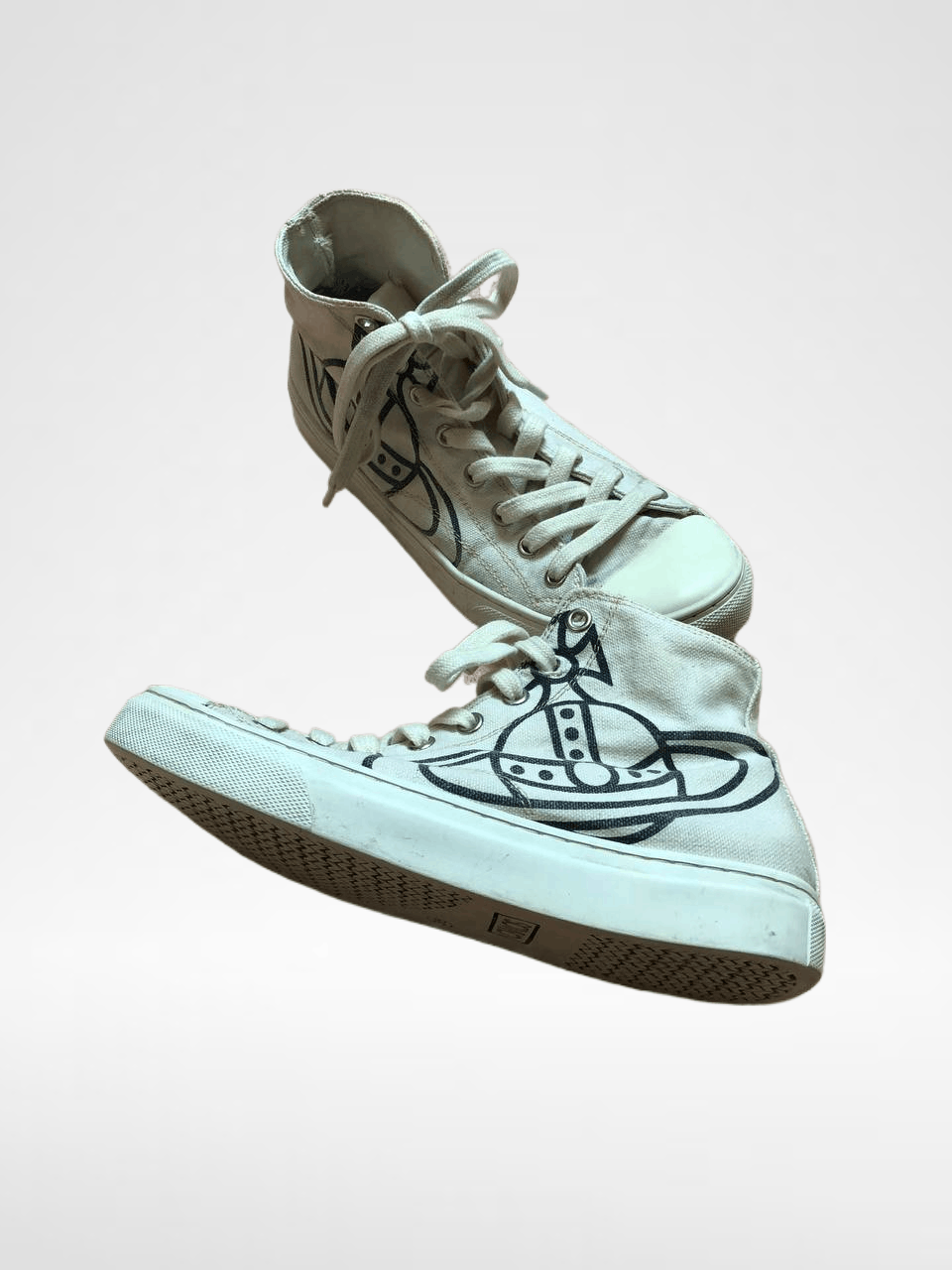 Streetwear White Big Print Hi-Top Sneakers Vivienne Westwood