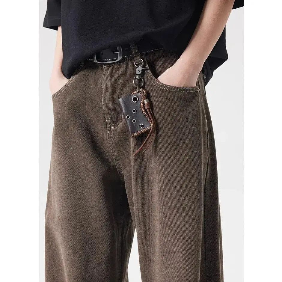Japanese Brand Retro loose brown straight leg jeans Size US 32 / EU 48 - 3 Thumbnail