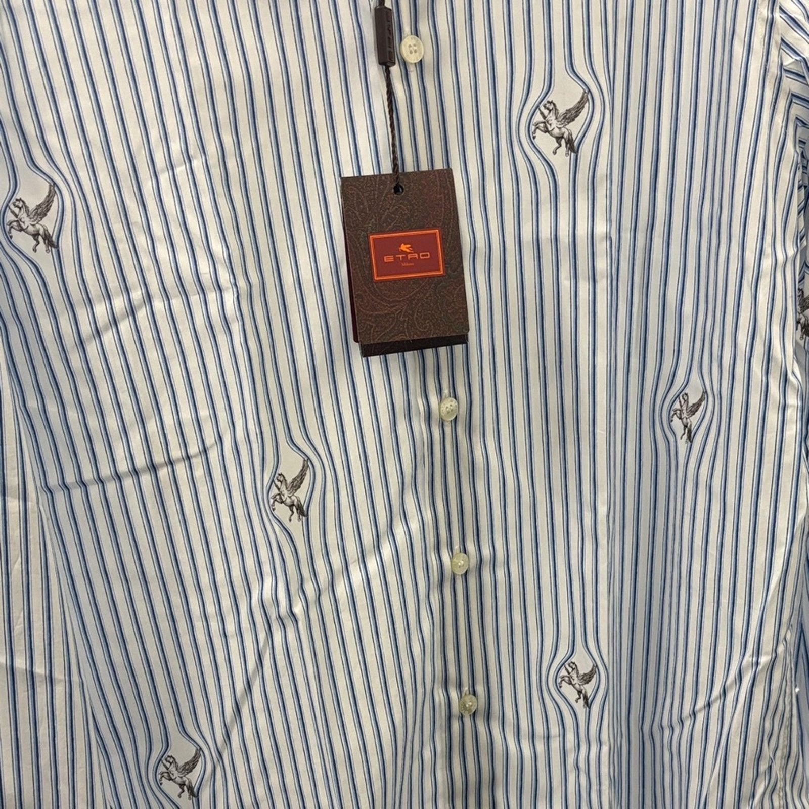 Etro NWT Etro Blue and White Striped Men's Shirt Size 40 M Size US M / EU 48-50 / 2 - 3 Thumbnail