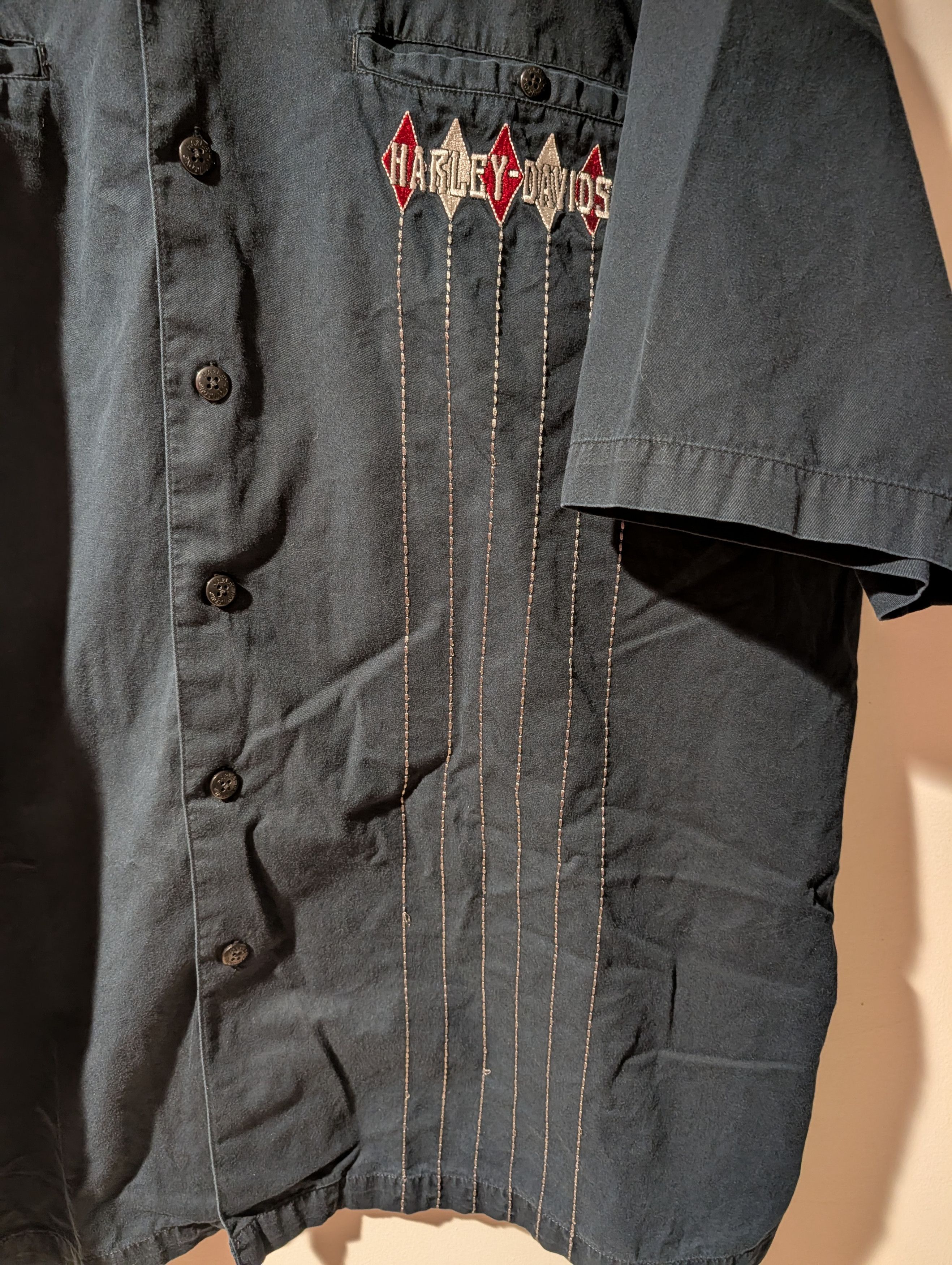 Harley Davidson Harley-Davidson Embroidered Diamond Bowling Button Up Shirt Size US XXL / EU 58 / 5 - 4 Thumbnail