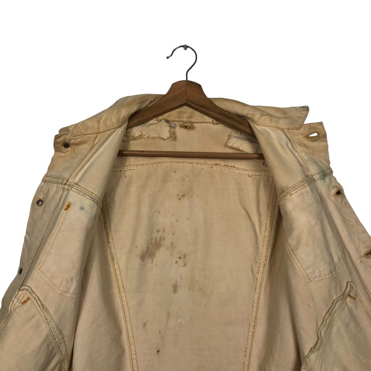 Vintage 🔥VINTAGE CROPPED DENIM BIKER JACKET UNION MADE DISTRESSED Size US M / EU 48-50 / 2 - 14 Thumbnail