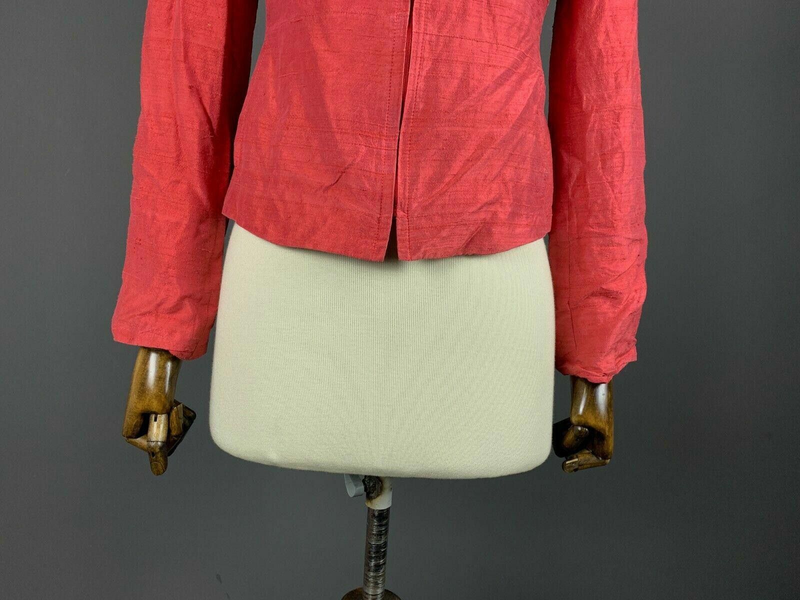 Designer Ladies MAX & CO. CLASSICS Red Silk Zip Up Jacket Size USA 4 Size S / US 4 / IT 40 - 3 Thumbnail