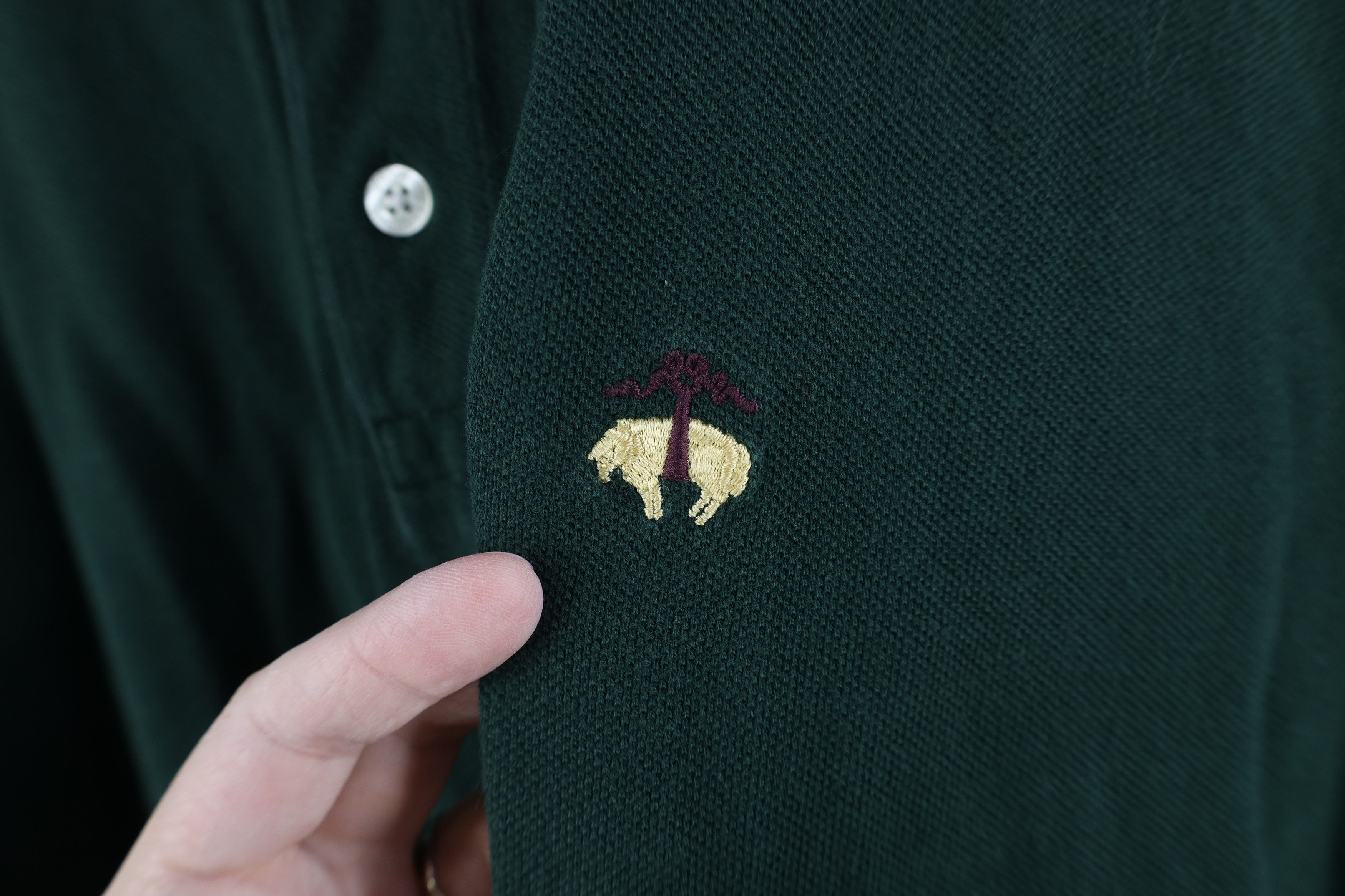 Brooks Brothers Vintage 90s Brooks Brothers Long Sleeve Rugby Polo Green Size US XL / EU 56 / 4 - 4 Thumbnail
