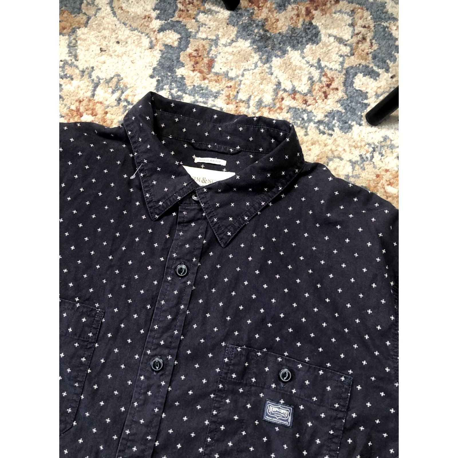 Ralph Lauren VINTAGE Denim & Supply Ralph Lauren Shirt Mens 2XL Blue Diamond Argyle Button-Up Pockets Embroidered Long Sleeve Knit Cotton Size US XXL / EU 58 / 5 - 7 Thumbnail