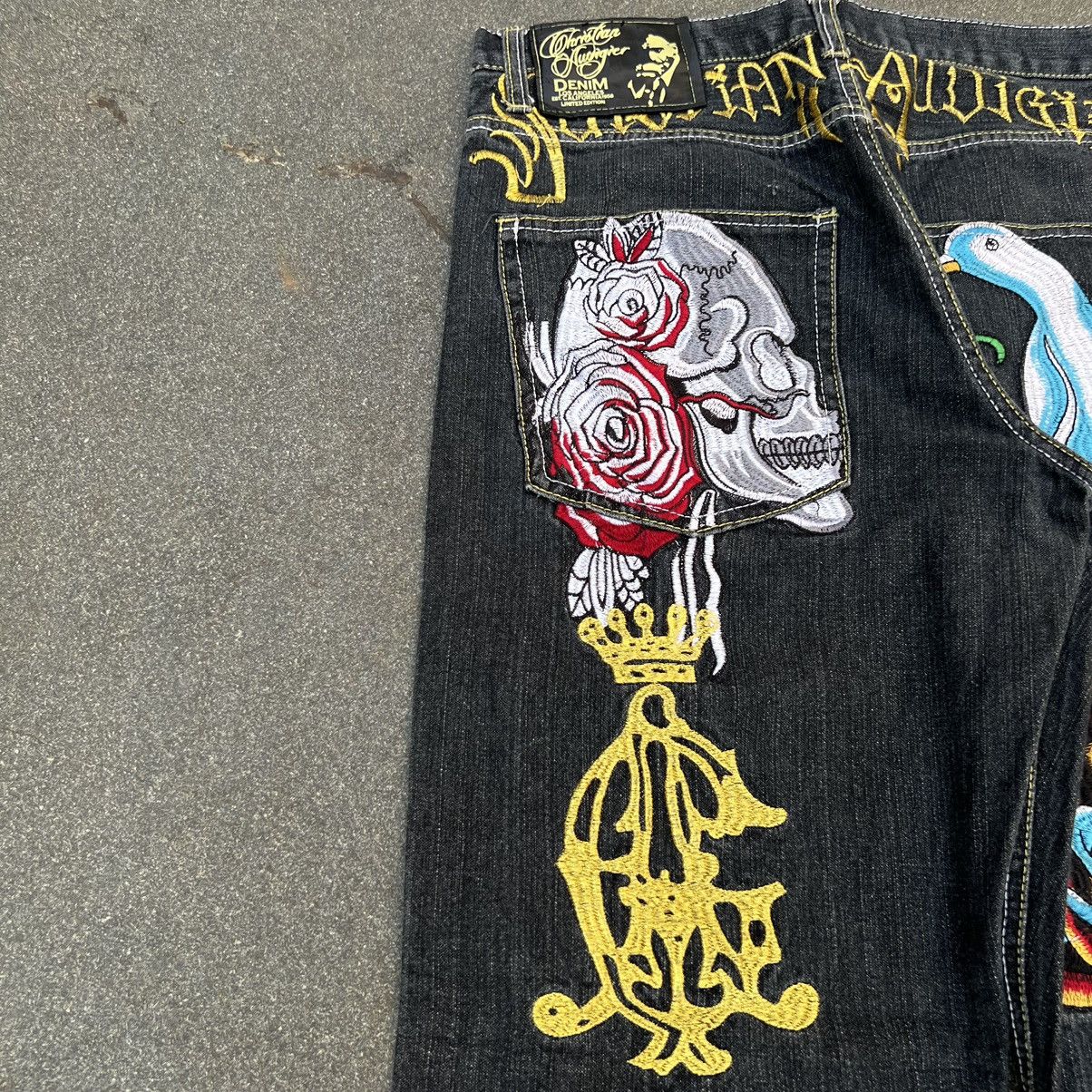 Christian Audigier × Ed Hardy × JNCO 💥Rare💥Vintage Christian Audigier Baggy Jeans Size US 34 / EU 50 - 4 Thumbnail