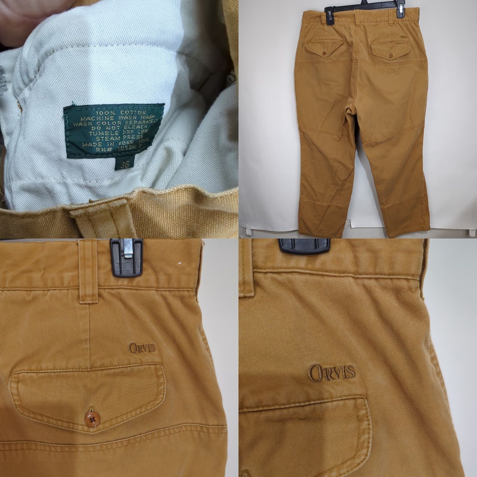 Orvis Orvis Mens Work Pants Tan Cotton Canvas Flat Front Pockets 36x30 Size US 36 / EU 52 - 8 Thumbnail