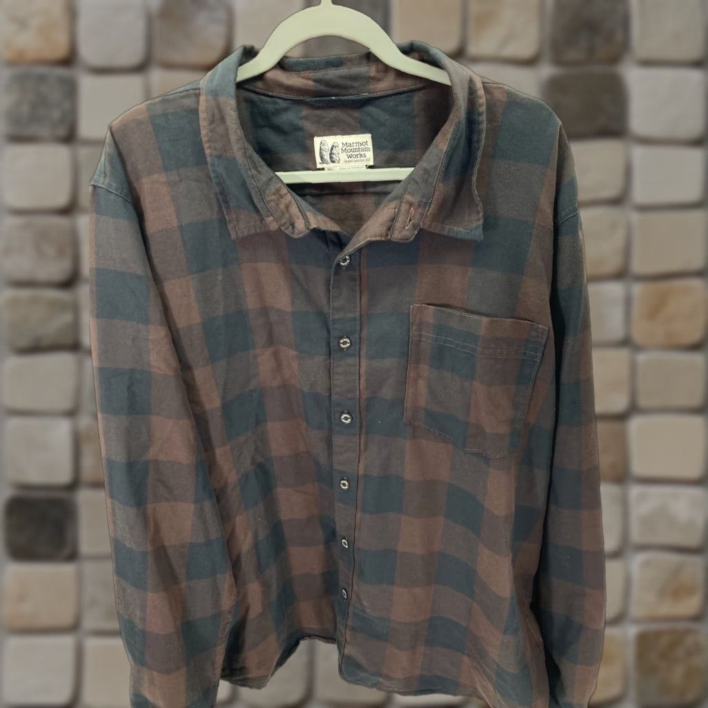 Marmot Marmot Mountain Works Flannel Button Up Pocket Shirt Mens XXL Brown Black Plaid Size US XXL / EU 58 / 5 - 1 Thumbnail