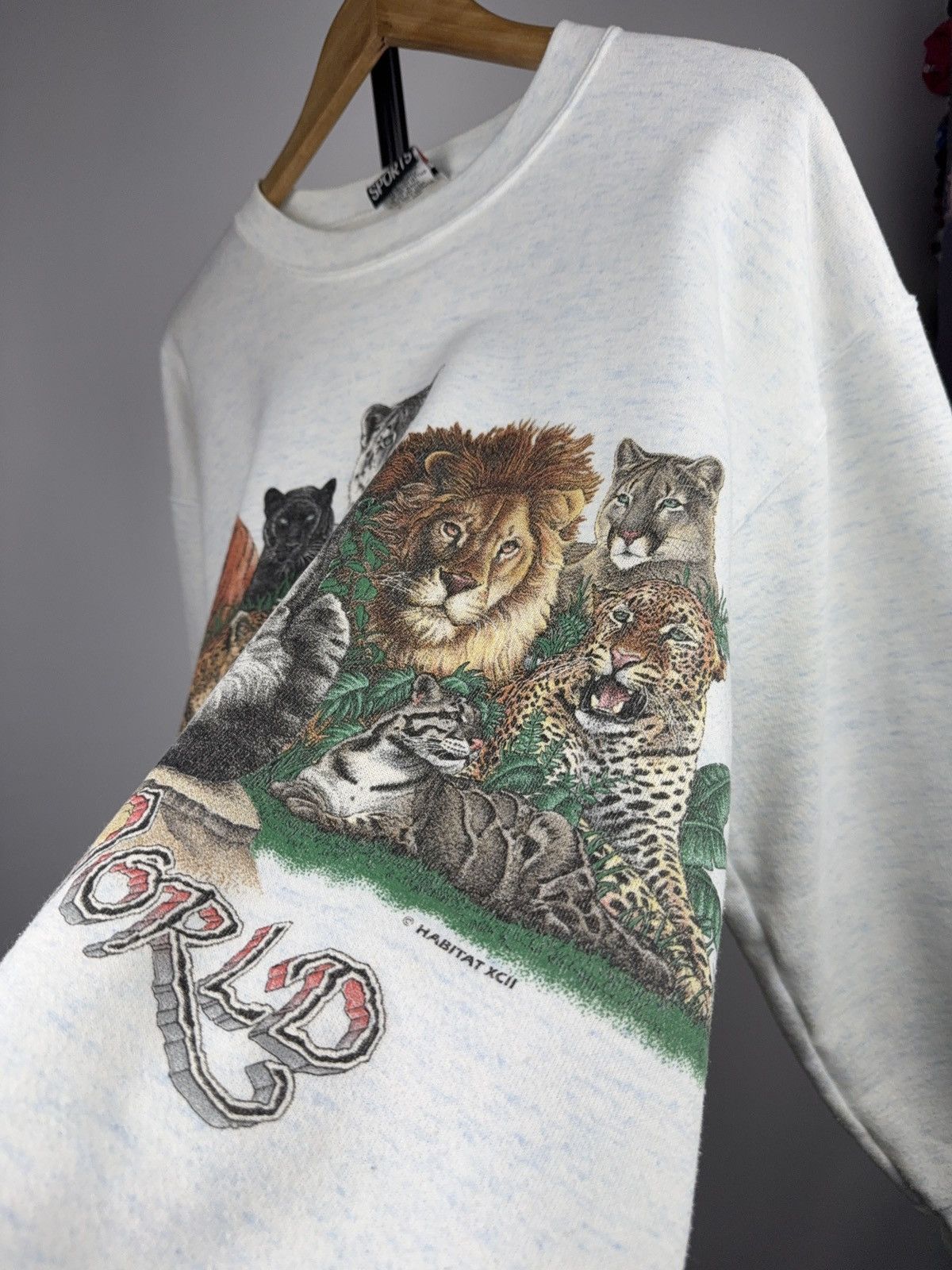 Habitat Vintage 1994 Wildlife Cat Front & Back Print Sweatshirt USA Size US L / EU 52-54 / 3 - 4 Thumbnail