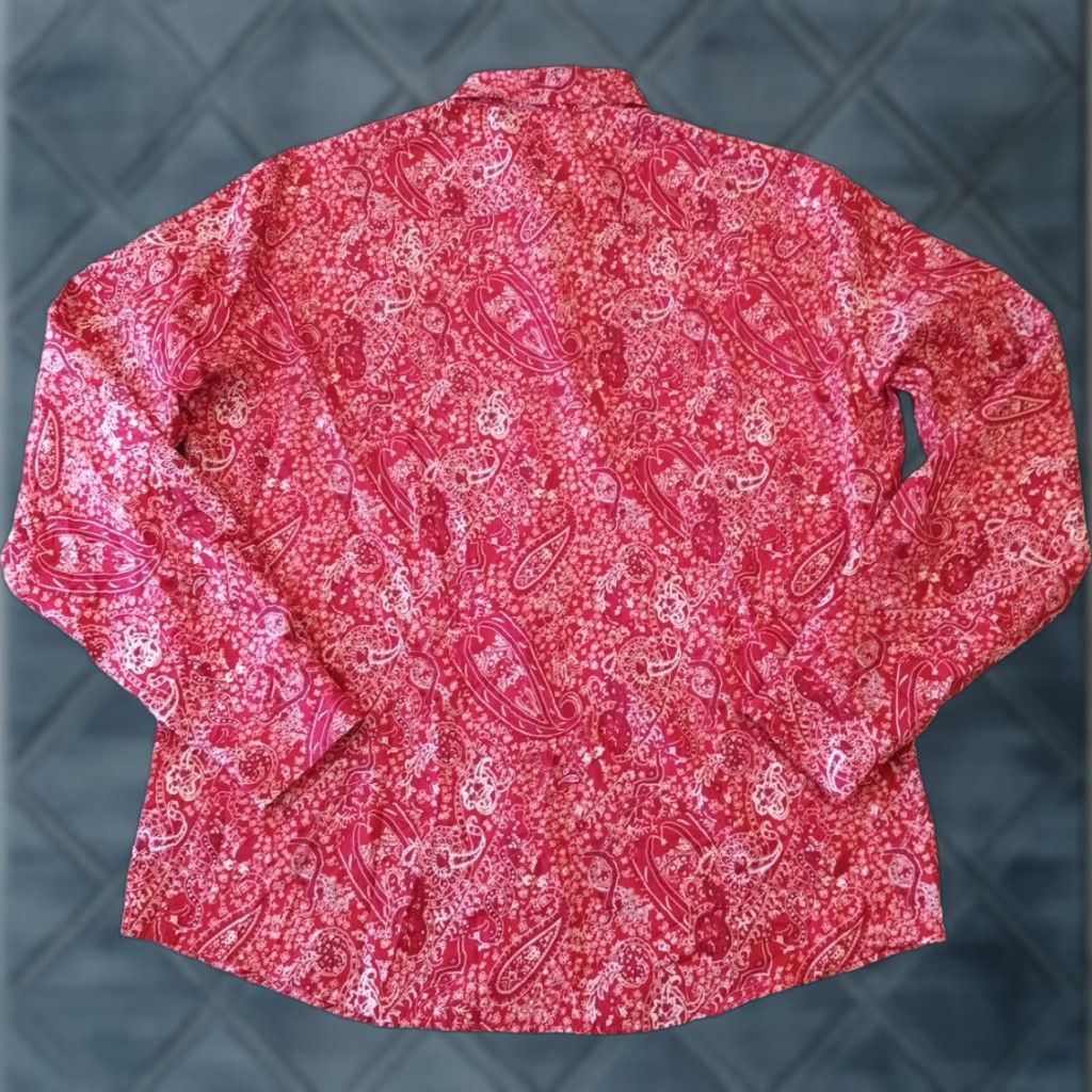Vintage Coofandy Shirt Mens Large Red Paisley Long Sleeve Button-Up Polyester Size US L / EU 52-54 / 3 - 1 Thumbnail