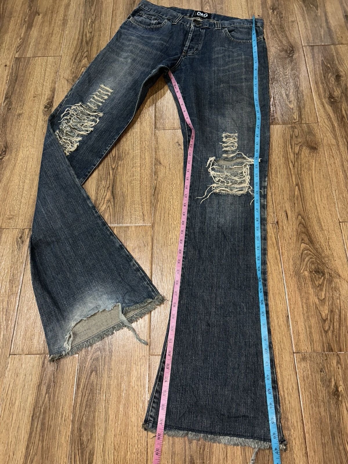 Tornado Mart Dolce & Gabbana D&G Distressed Flared Denim Jeans Size 34" / US 12 / IT 48 - 21 Thumbnail