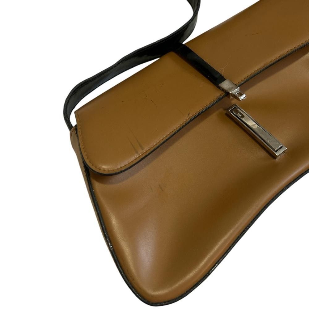 Designer Chic Brown Leather Shoulder Bag Size ONE SIZE - 3 Thumbnail