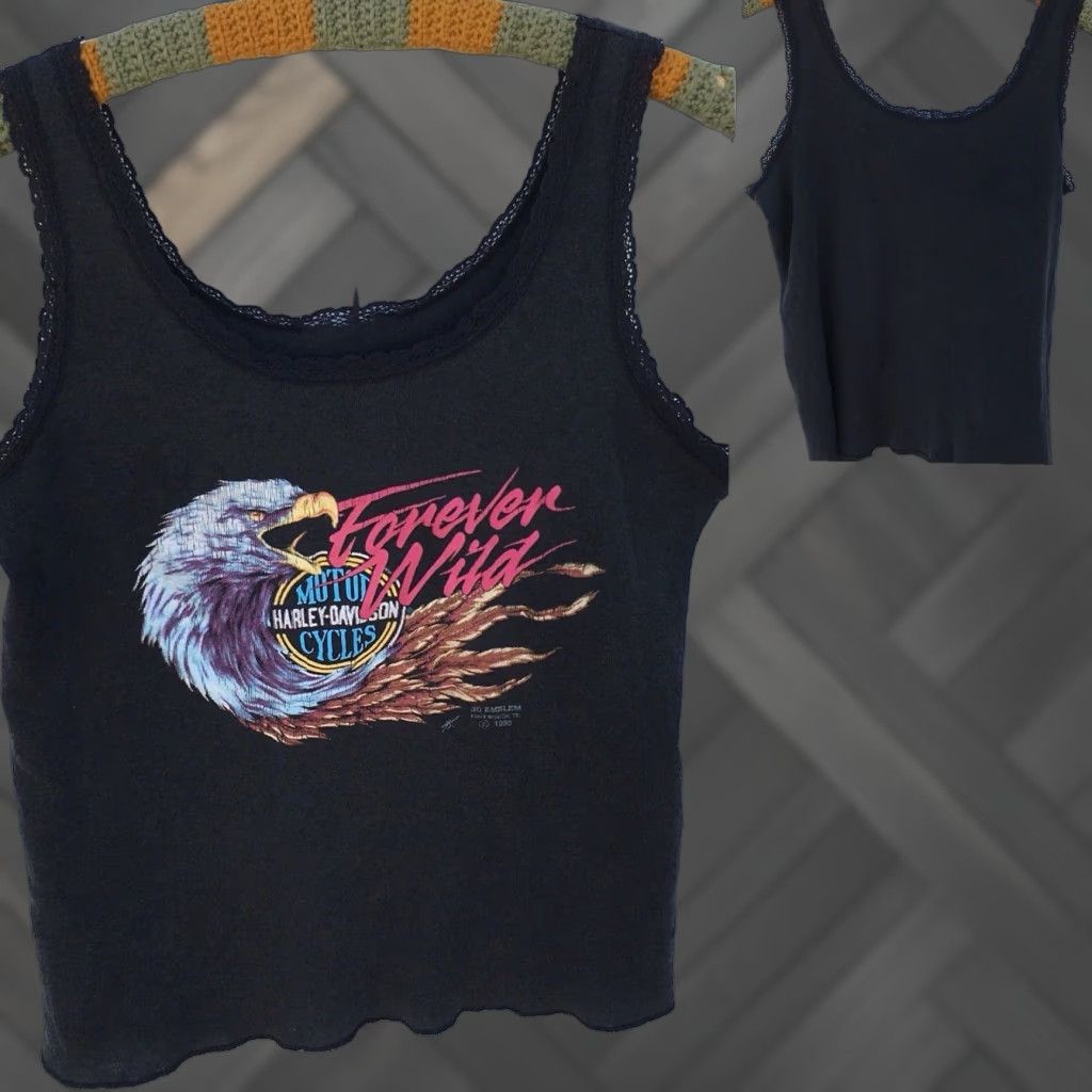 Harley Davidson VINTAGE Harley-Davidson Tank Top 3D EMBLEM Forever Wild Gray M 1990s Boys/Girls? Size M / US 6-8 / IT 42-44 - 1 Thumbnail