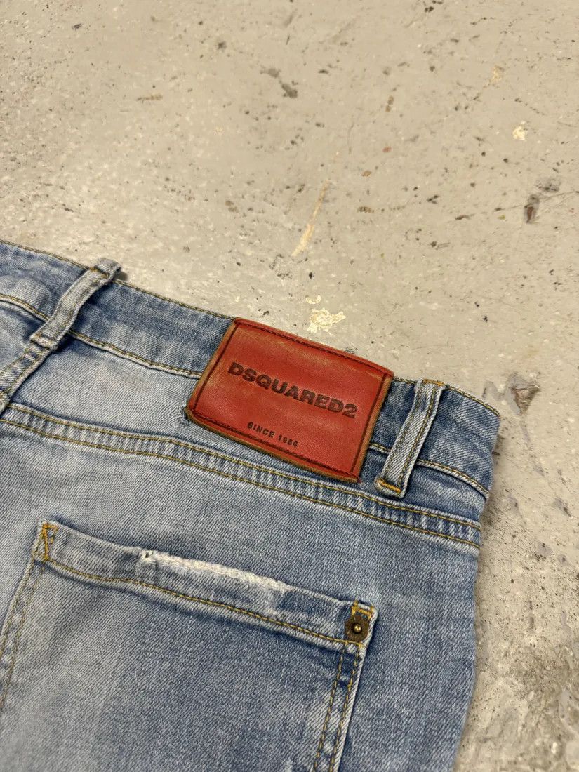 Designer × Dsquared2 × Vintage AW2014 DSquared2 Blue Distressed Patchwork Slim Denim Jeans Size US 31 - 6 Thumbnail