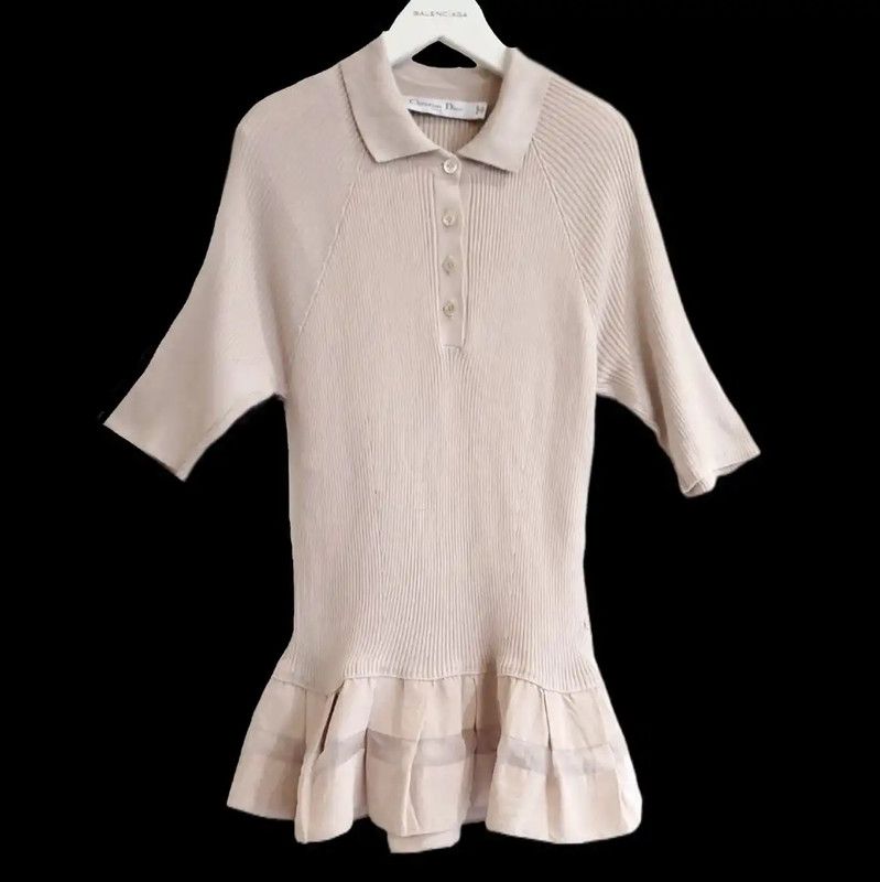 Dior Dior Spring Autumn Nude Pink Cotton Top 0089 Size S / US 4 / IT 40 - 1 Thumbnail