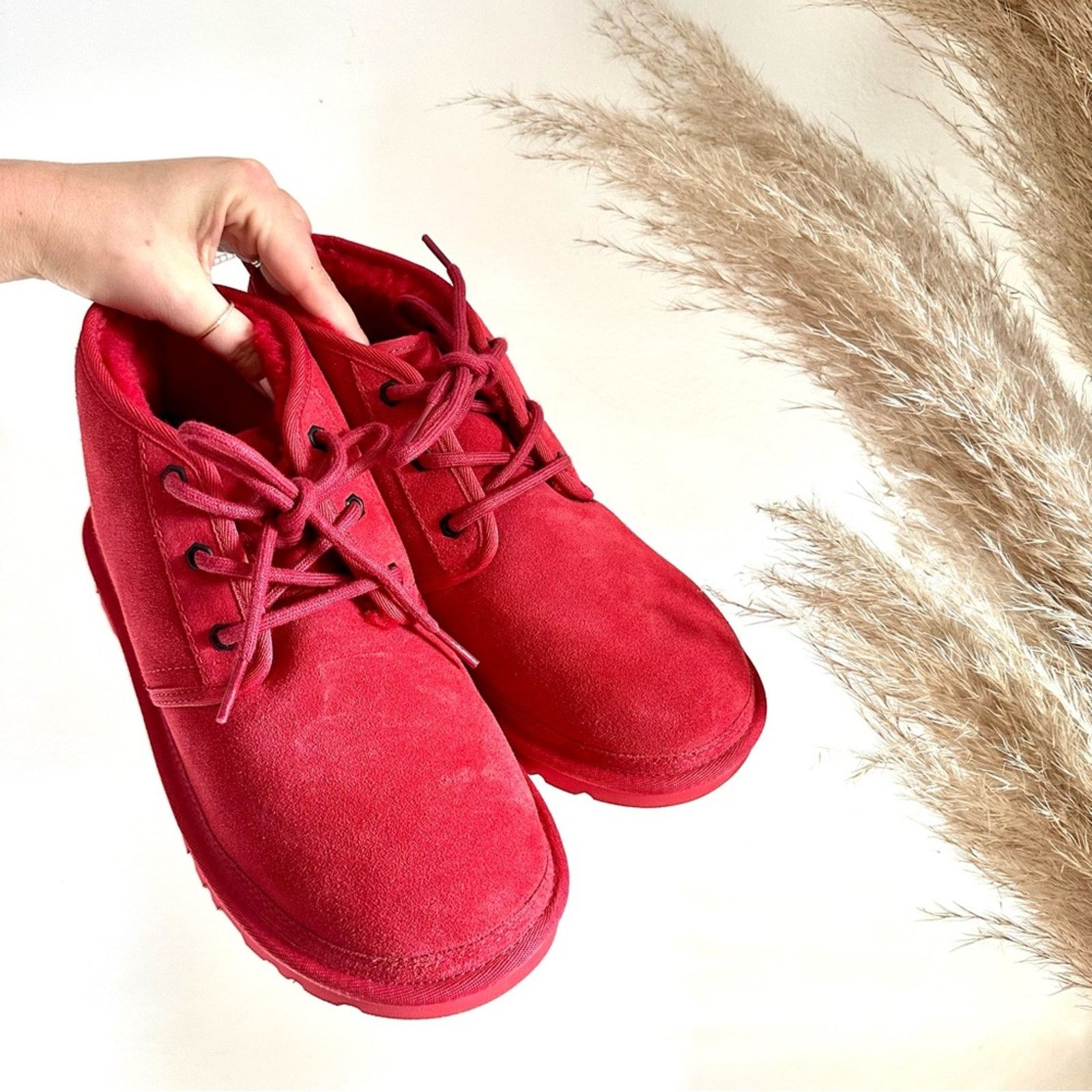 Ugg NEW UGG Suede Fur Lined Neumal Boot Chukka Ankle Booties Red Size US 9 / EU 42 - 3 Thumbnail