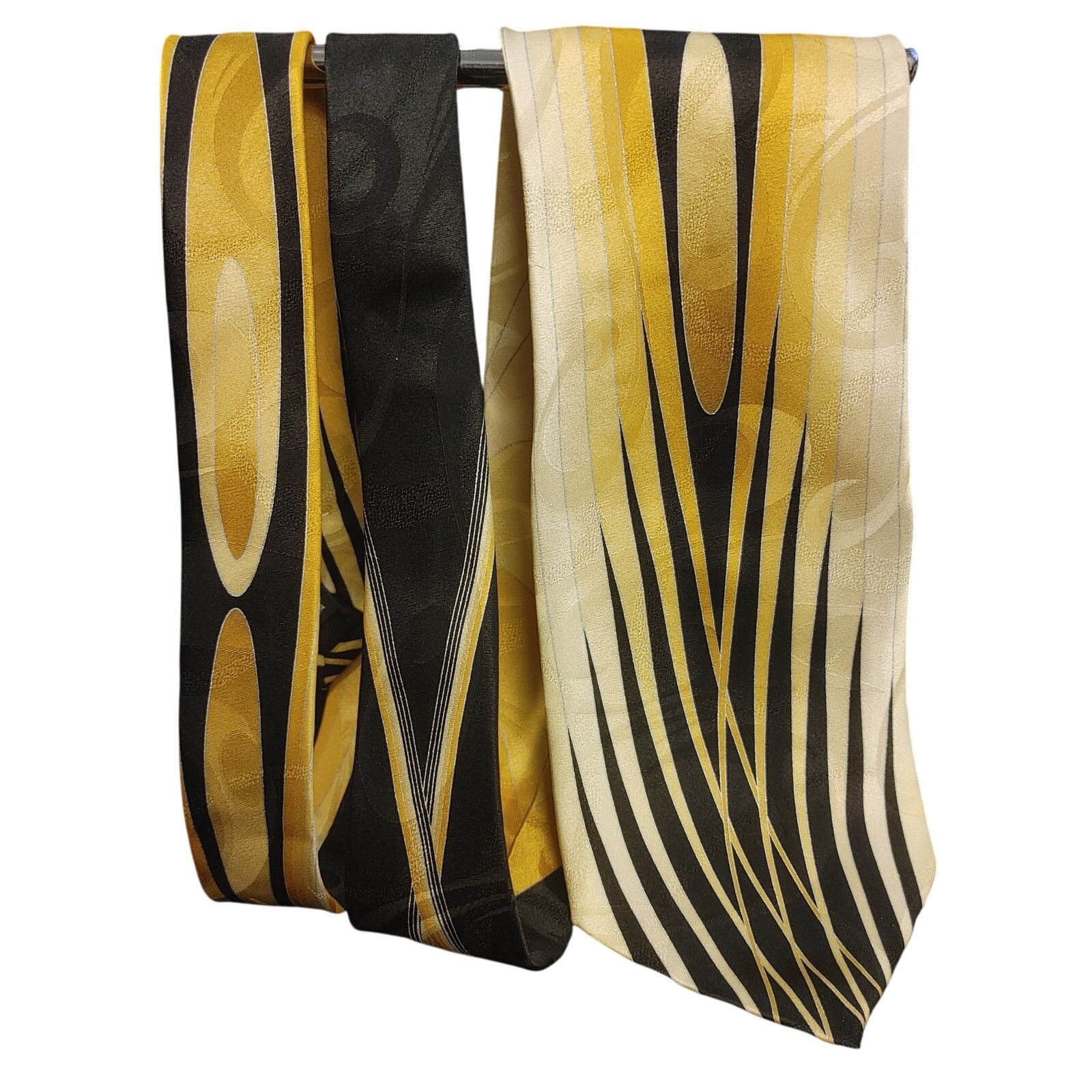 Other H John's Men's OS 100% Silk Yellow/Black Abstract Tie Size ONE SIZE - 1 Thumbnail
