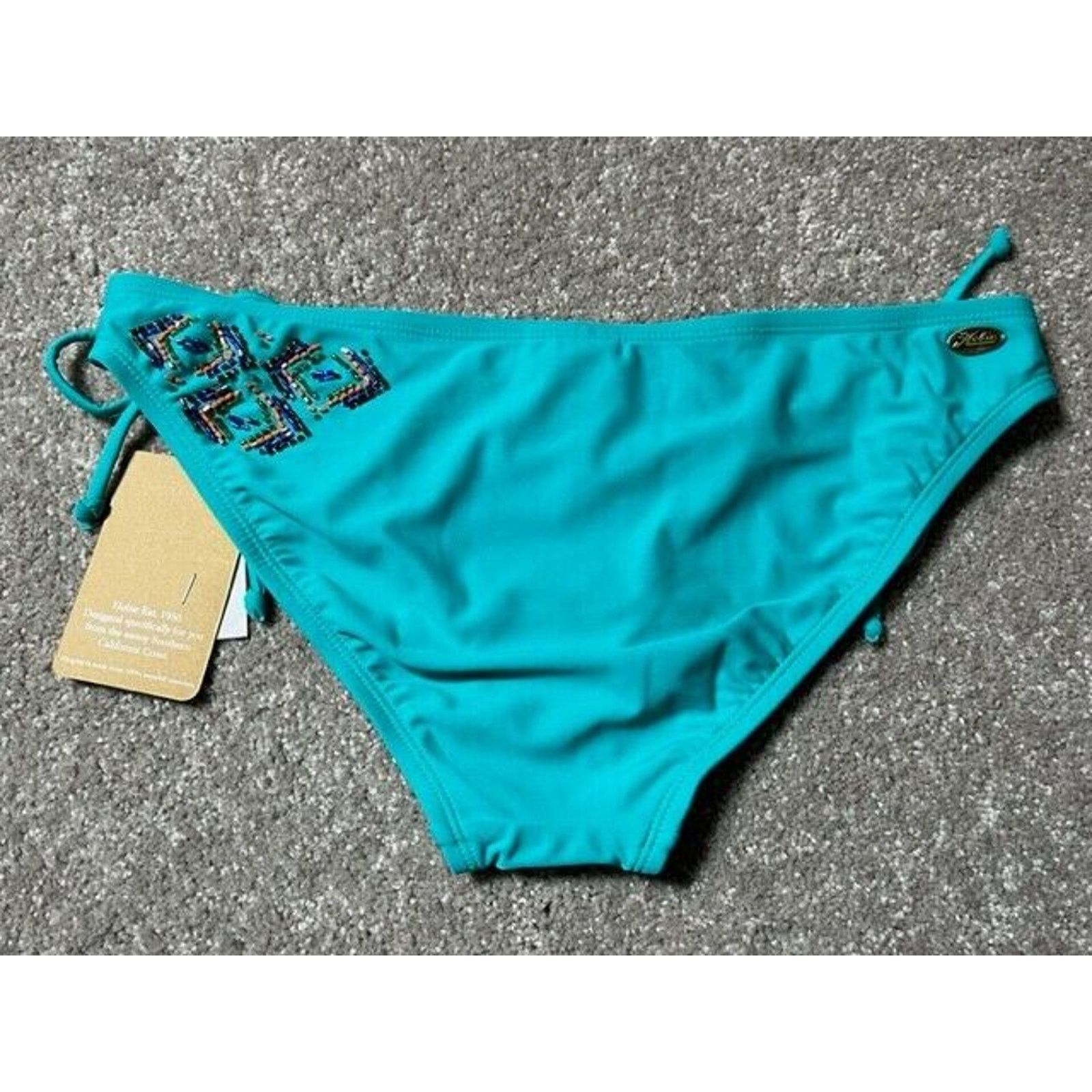 Other Hobie Bikini Swim Bottom Womens L Beaded Stretch Lined Blue Size L / US 10 / IT 46 - 2 Thumbnail