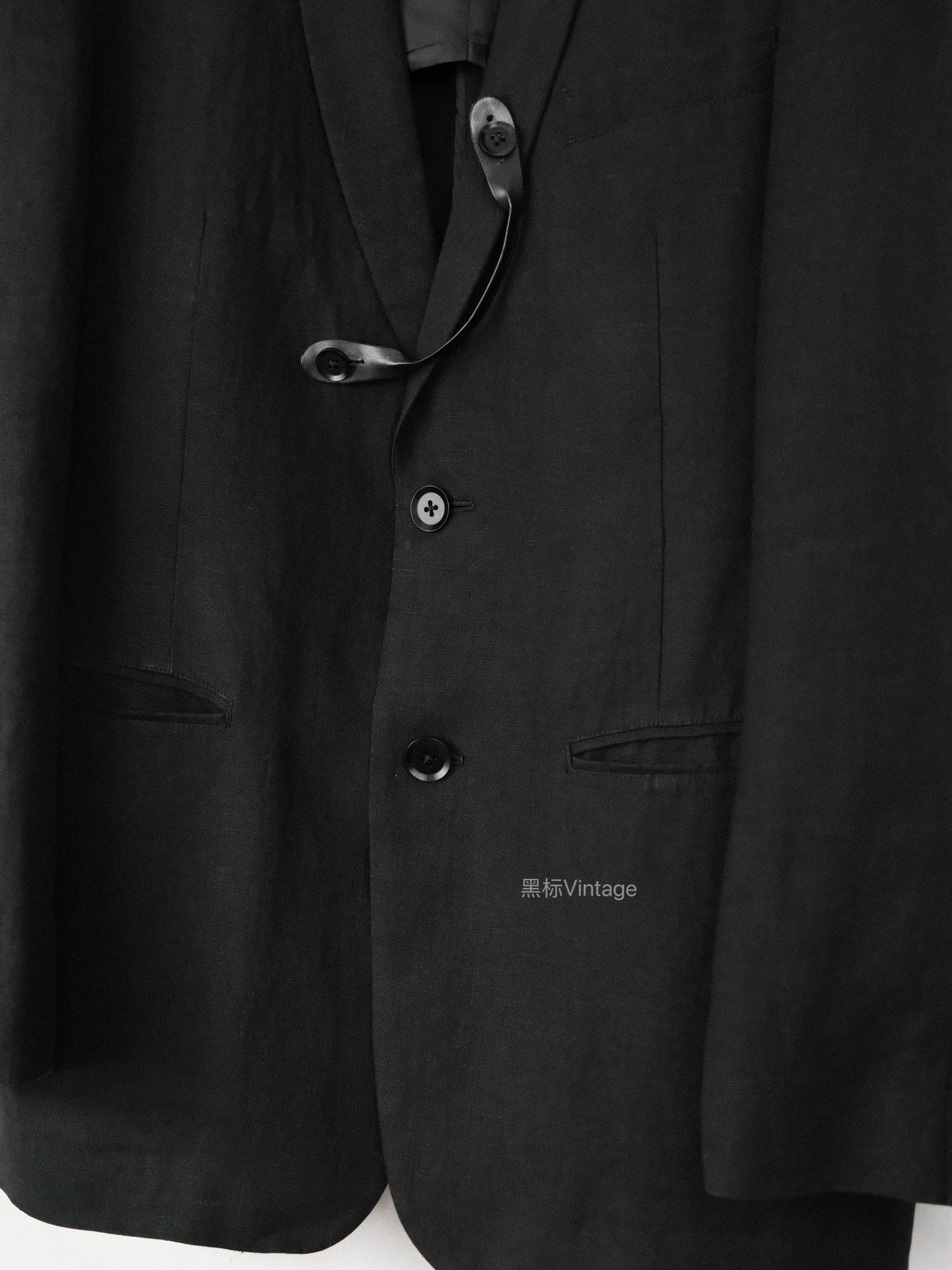 Yohji Yamamoto Yohji Yamamoto 14ss Rainy Leather Trim Linen Blazer Size US L / EU 52-54 / 3 - 6 Thumbnail