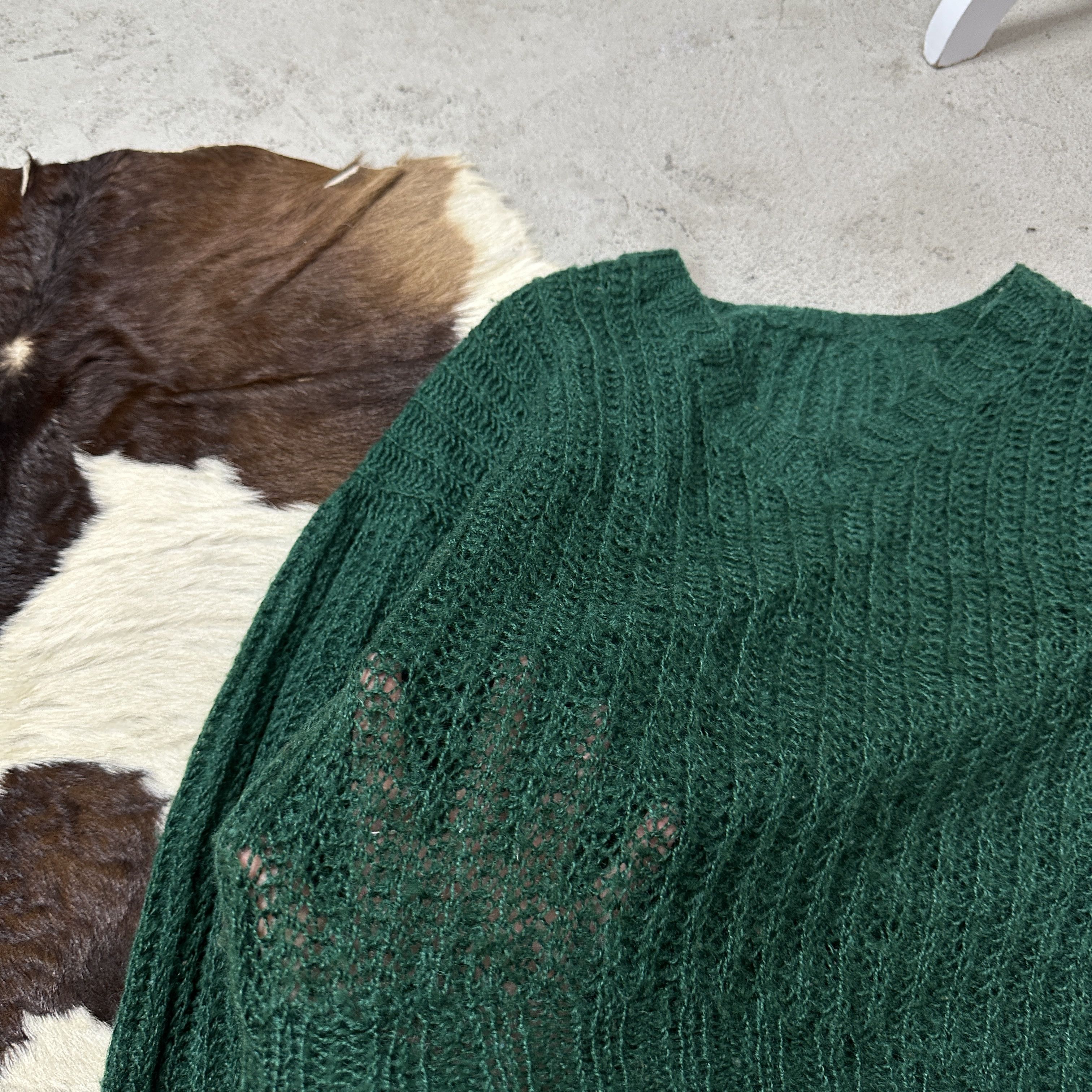 Vintage Vintage Mesh Loose Knit Forest Green Sweater Y2K Size M / US 6-8 / IT 42-44 - 3 Thumbnail