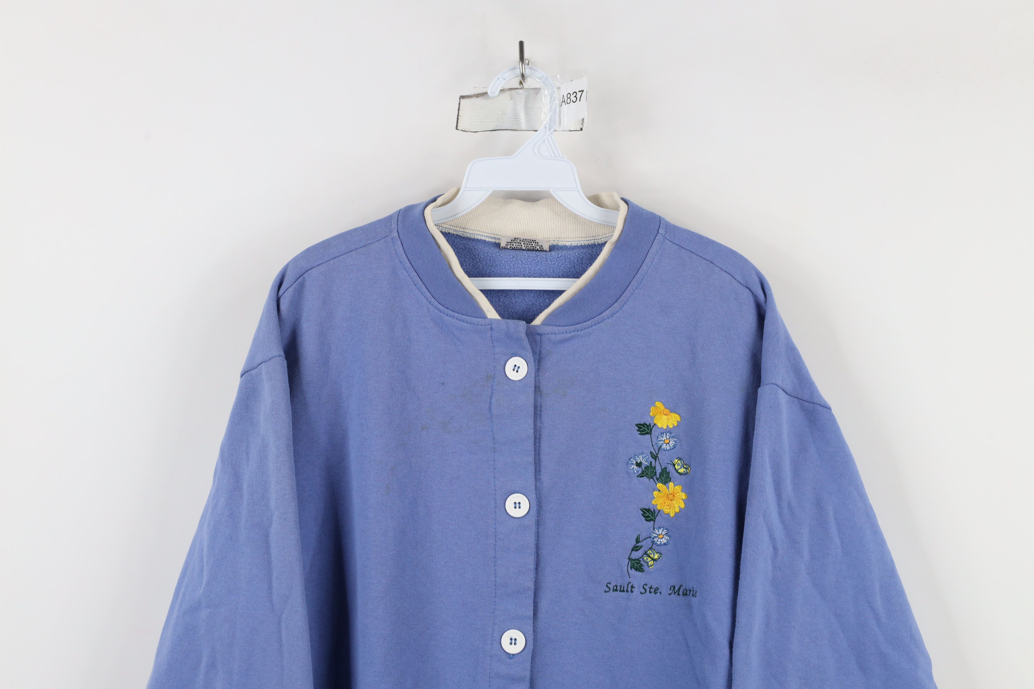 Vintage Vintage 90s Sault Ste Marie Flower Cardigan Sweatshirt USA Size L / US 10 / IT 46 - 2 Thumbnail