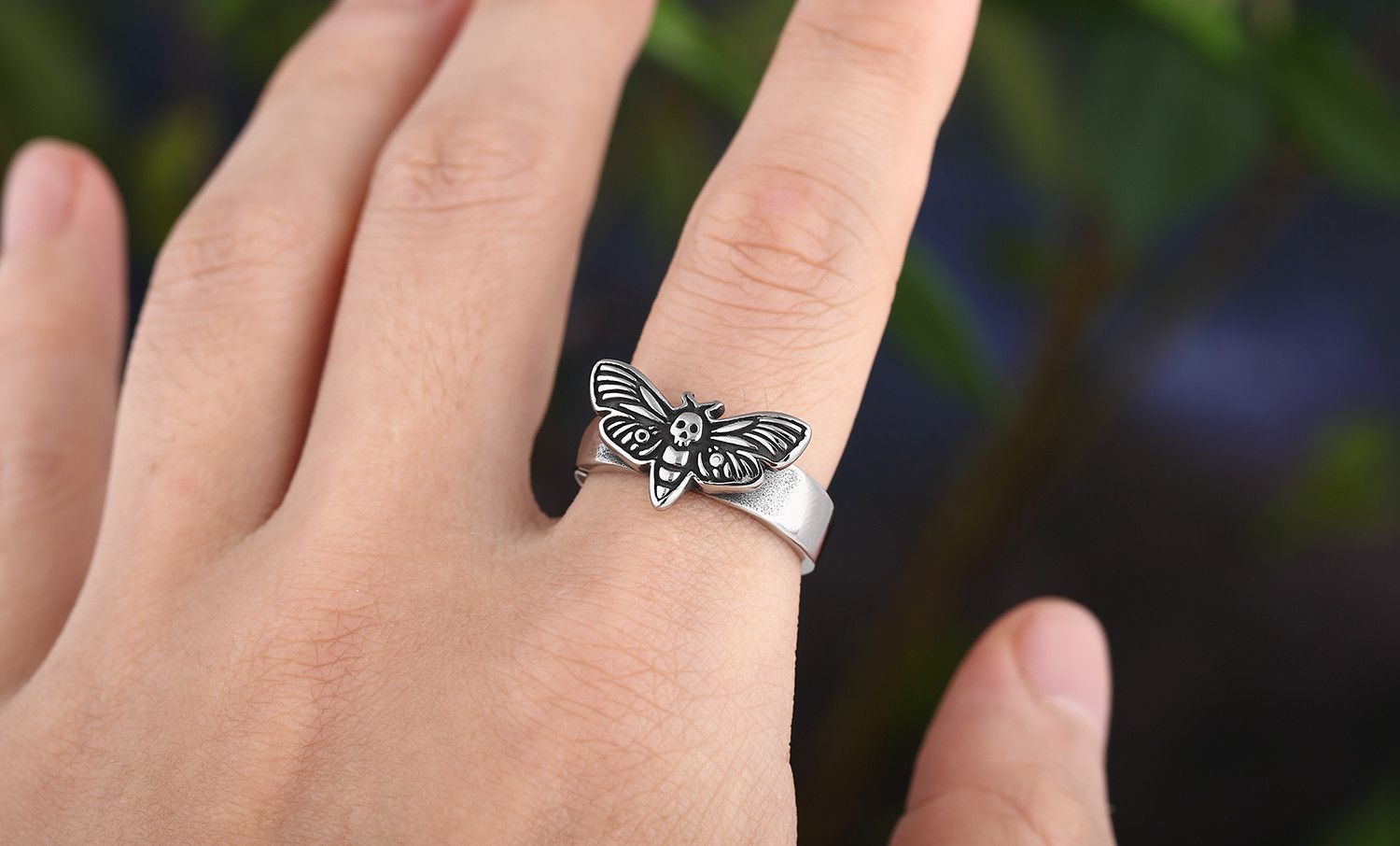 Handmade Creative Butterfly Skull Ring Size ONE SIZE - 1 Thumbnail
