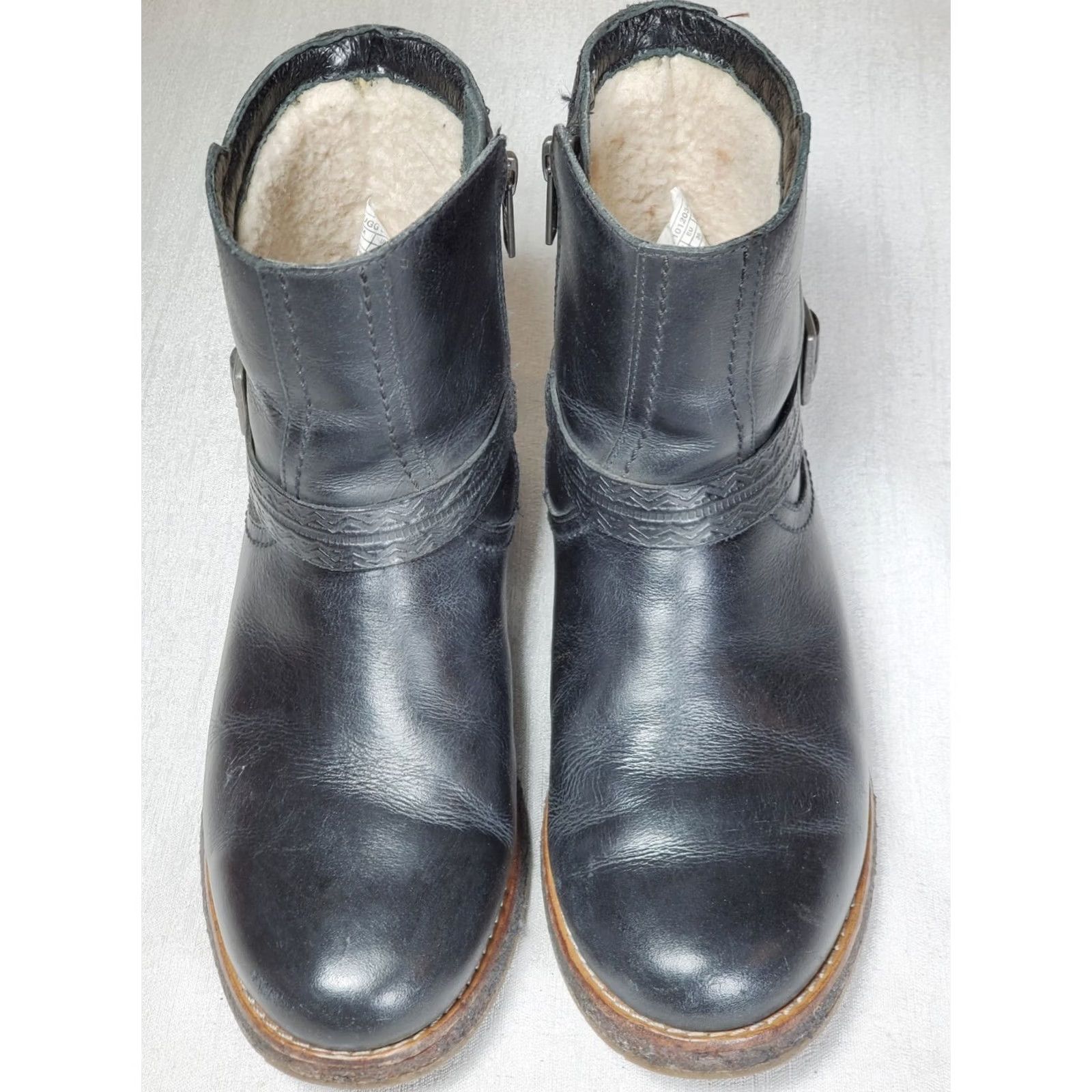 Ugg VINTAGE UGG Australia Camren Leather Boots Black Buckle Side Zip Women's US 5 Size US 5 / IT 35 - 6 Thumbnail