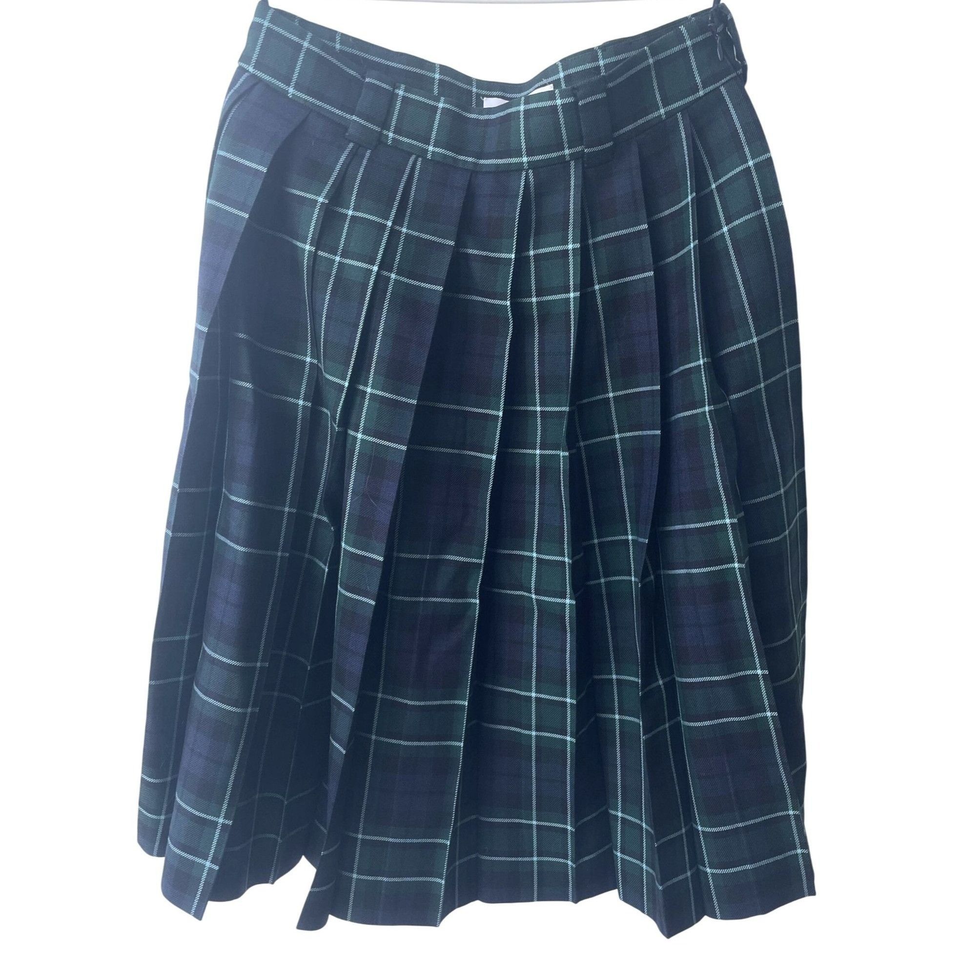 Miu Miu Miu Miu Green & Navy Plaid Pleated Wool Skirt Made In Italy Size 38" / US 16 / IT 52 - 1 Thumbnail