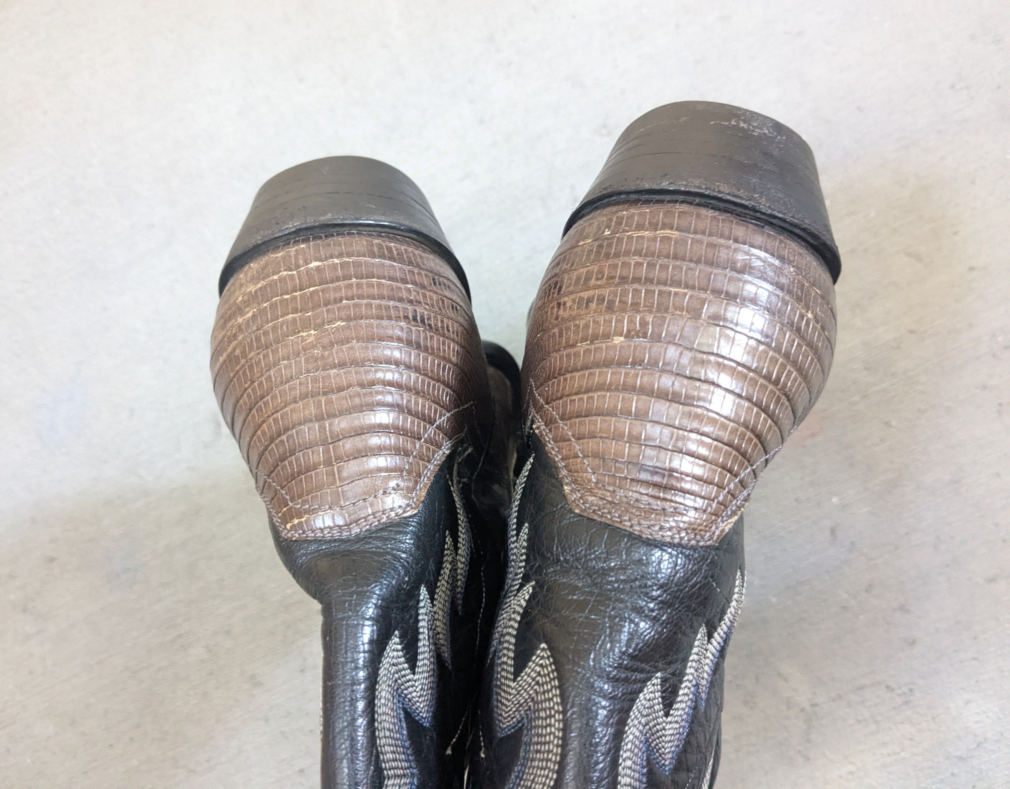 Genuine Leather Panhandle Slim Cowboy Boots 10.5 D Lizard Olive Black 10.5 Size US 10.5 / EU 43-44 - 16 Thumbnail