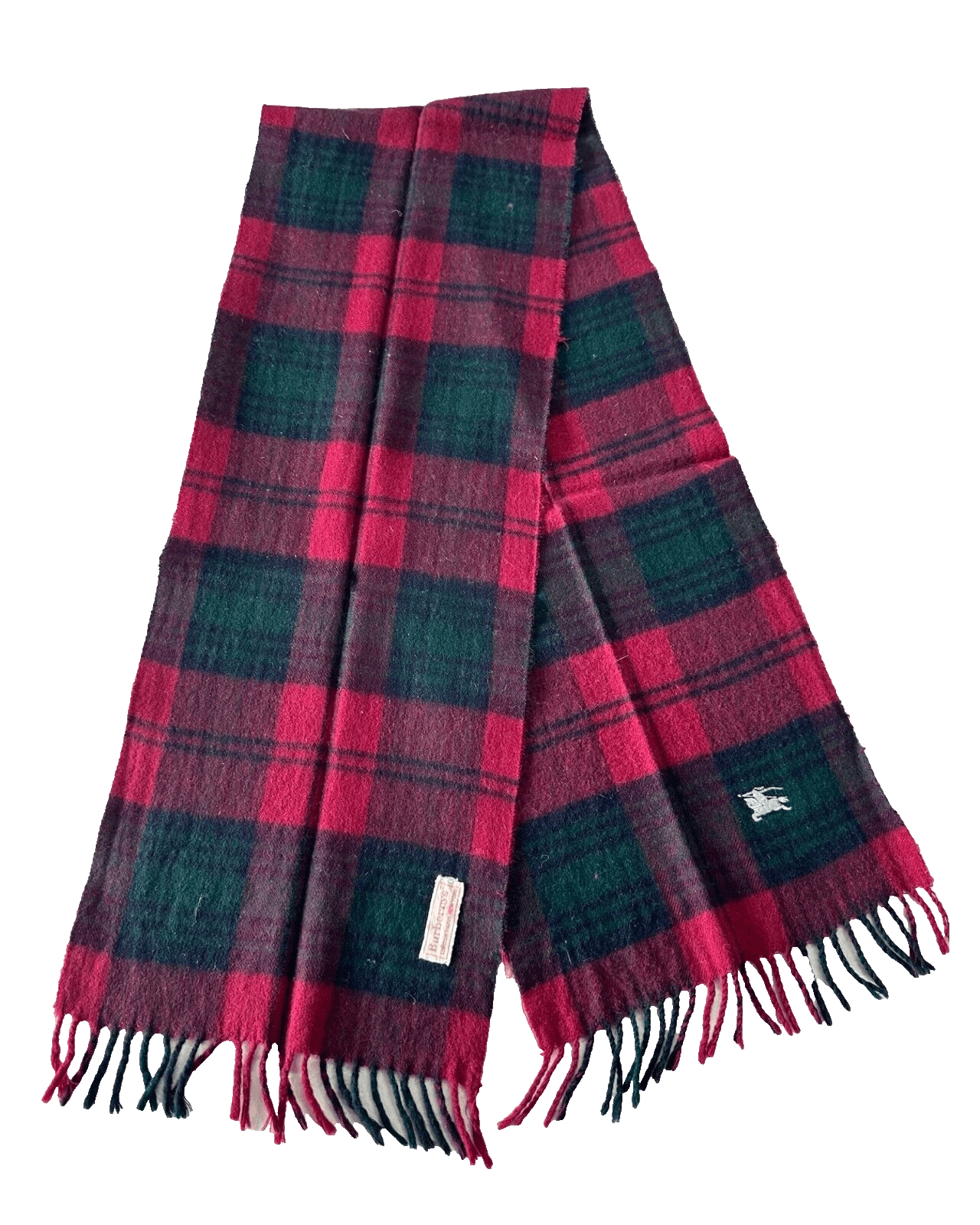 Burberry Burberrys Vintage Unisex Scarf Red 100% Cashmere Size ONE SIZE - 1 Thumbnail
