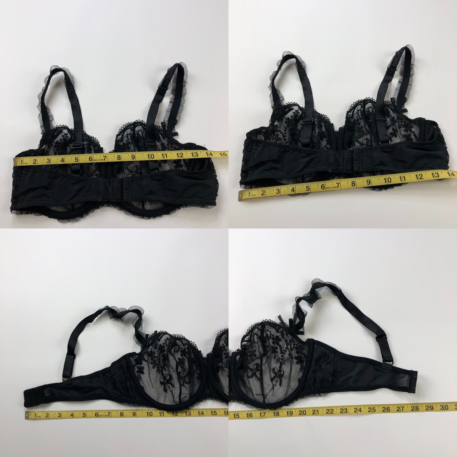 Vintage Chantelle Bra / 28 Band DD Cup Unlined Lace Black / Underwire / Regular / Women’s / 4.26 Rating Size ONE SIZE - 8 Thumbnail