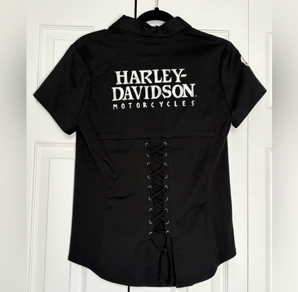 Harley Davidson Harley-Davidson Skull Zip Front Black Short Sleeve Shirt Size M / US 6-8 / IT 42-44 - 3 Thumbnail