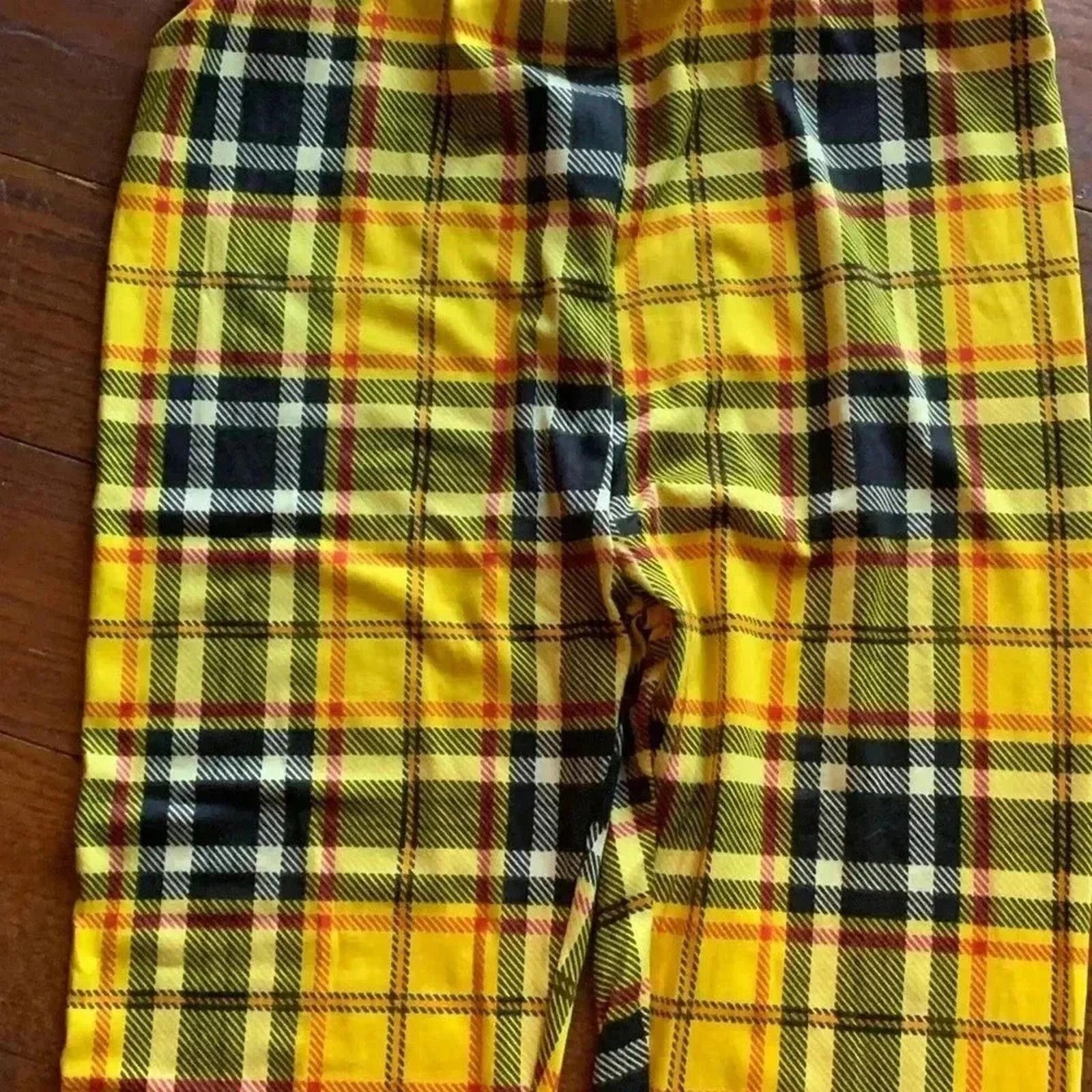 Designer Yellow plaid leggings Size 28" / US 6 / IT 42 - 3 Thumbnail
