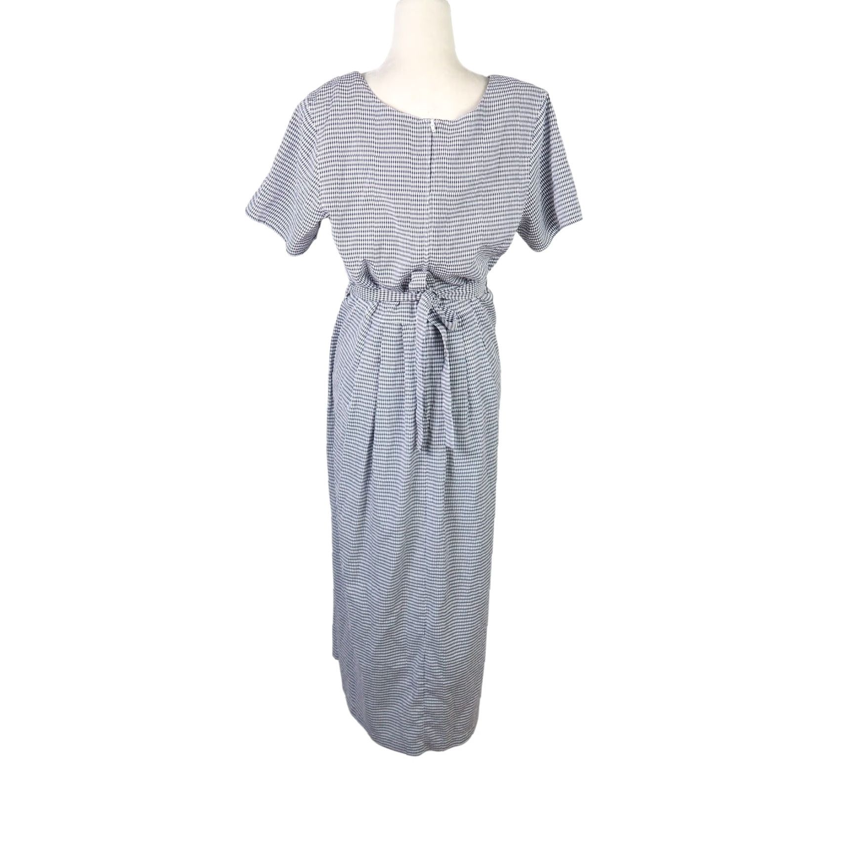 Vintage VINTAGE Erika Gingham Midi Dress Navy Blue White 90s M Women Casual Sundress Short Sleeve Midi Dress Women M Navy White Gingham 90s Vintage Size M / US 6-8 / IT 42-44 - 4 Thumbnail